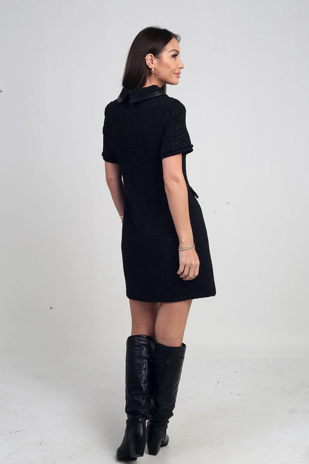 Image of Kadın Biye Garnili Kısa Şanel Elbise