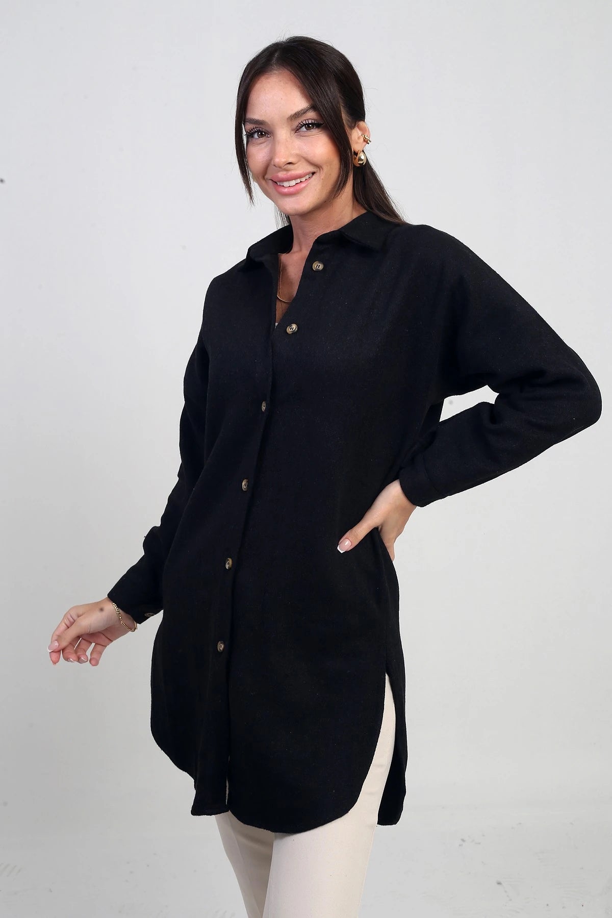Image of Women's Side Slit Speckled Tunic Shirt
