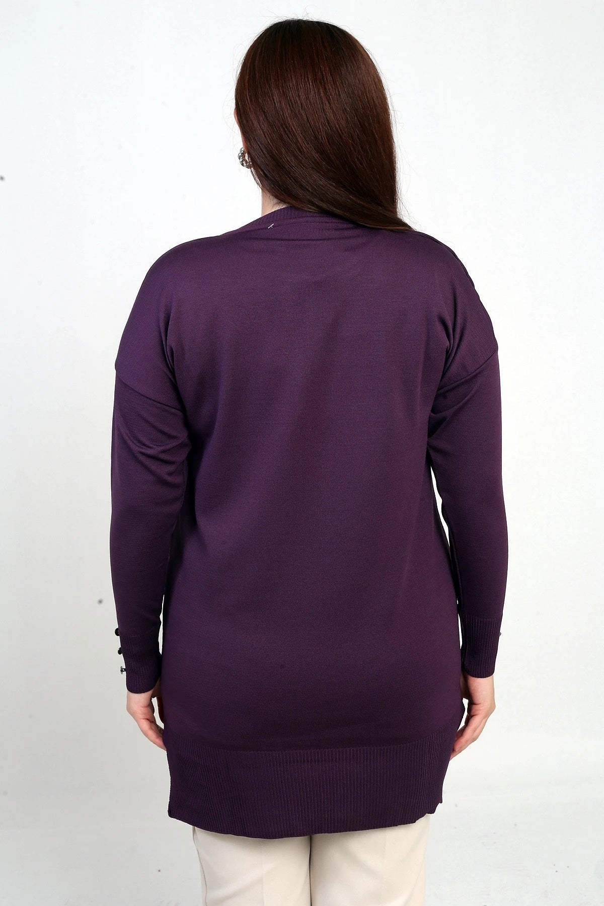 Image of Women's Plus Size Tunic Blouse with Button Detail on Sleeves