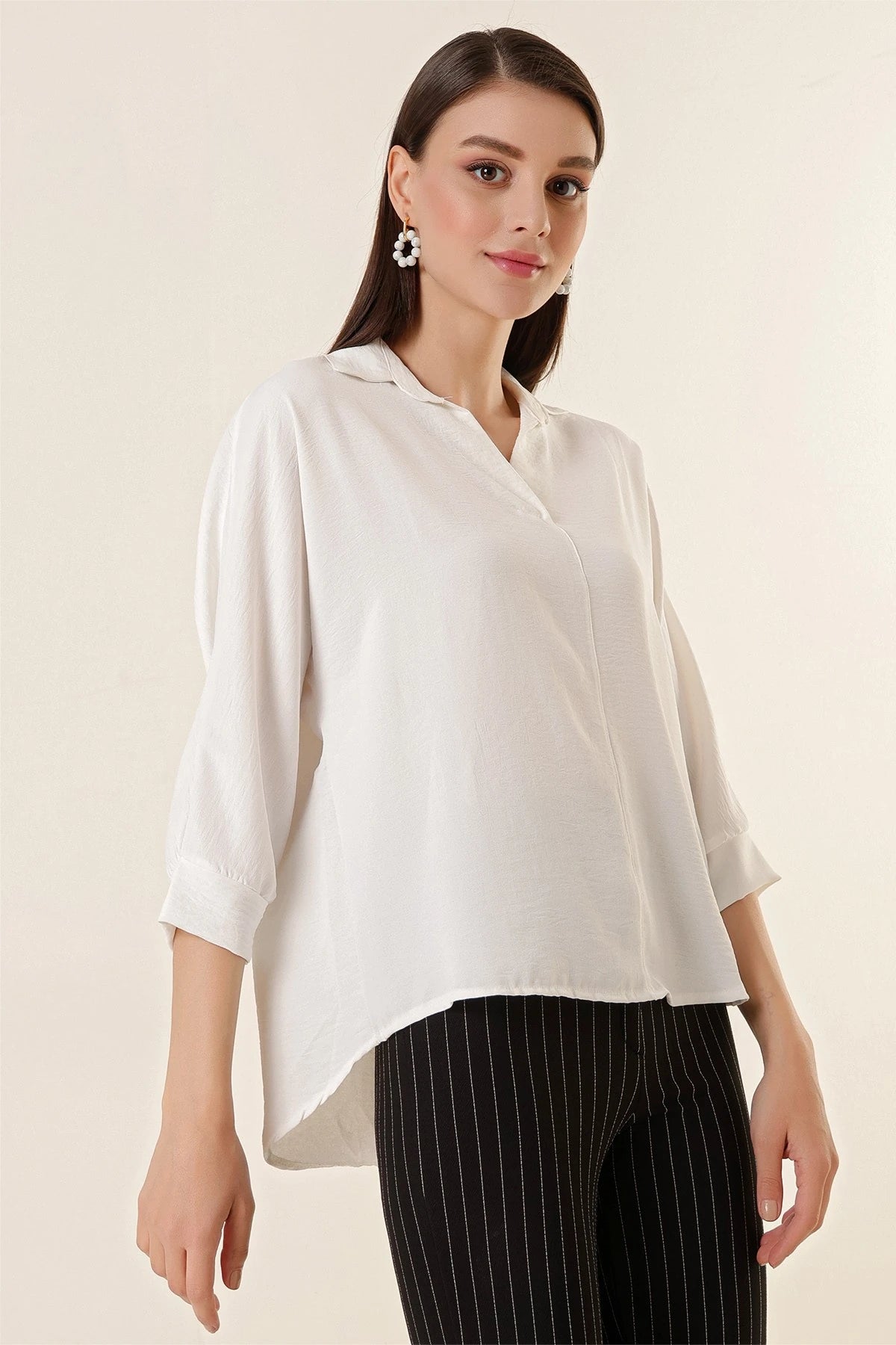 Image of Polo Neck Three Quarter Sleeve Ayrobin Blouse