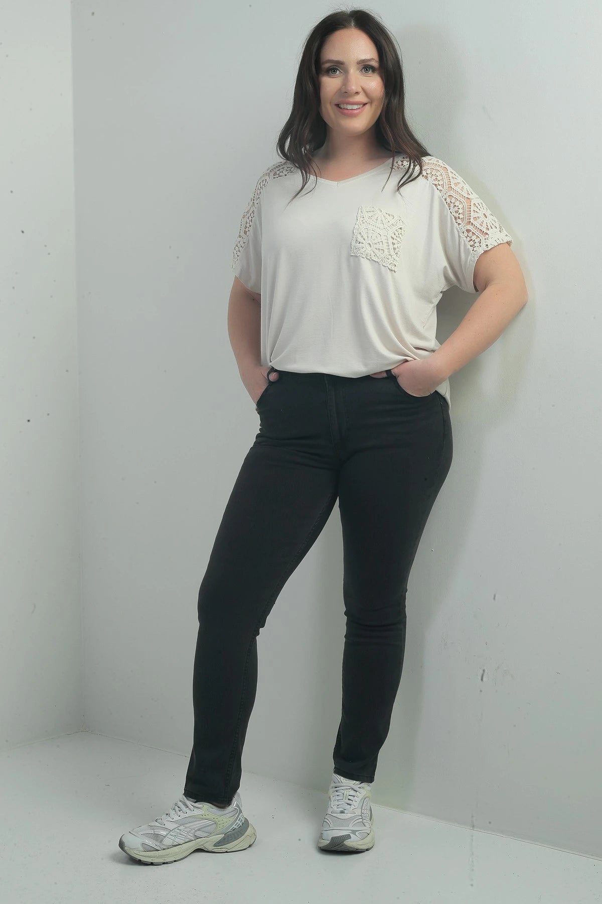 Image of Women's High Waist Straight Leg Lycra Plus Size Jeans