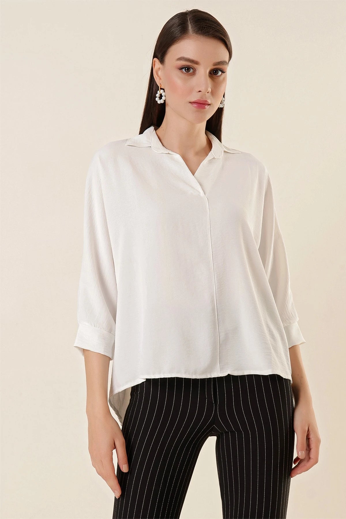 Image of Polo Neck Three Quarter Sleeve Ayrobin Blouse