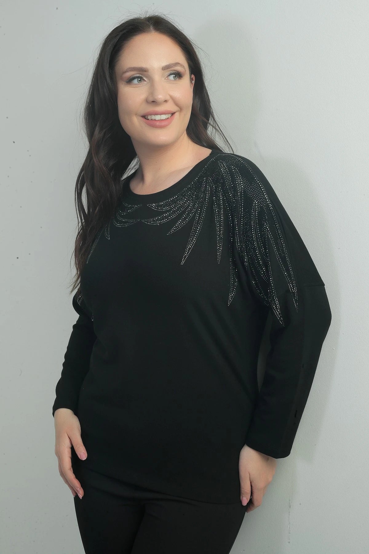 Image of Women's Embellished Wing Model Lycra Strawberry Plus Size Blouse