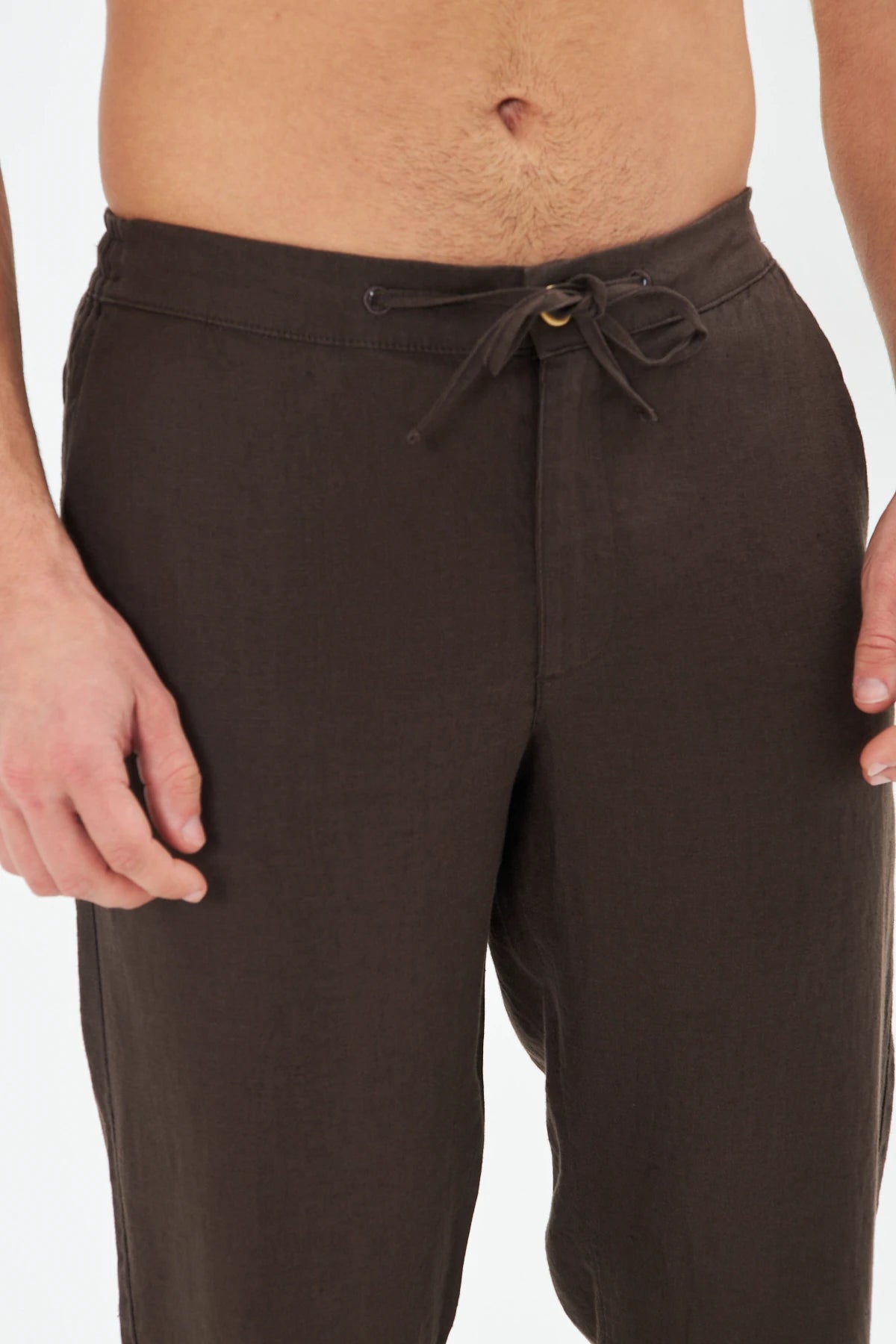 Image of Men's Linen Trousers, Brown