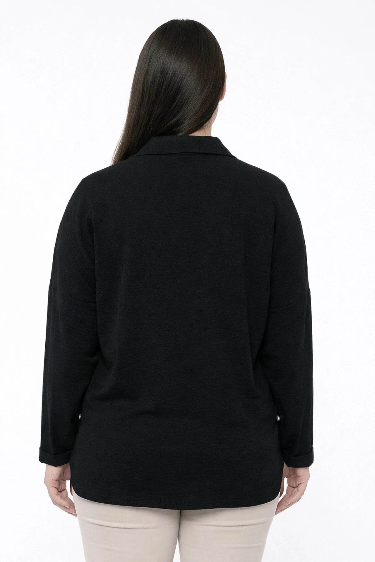 Image of Women's Plus Size Ayrobin Lycra Shirt with Pearl Details