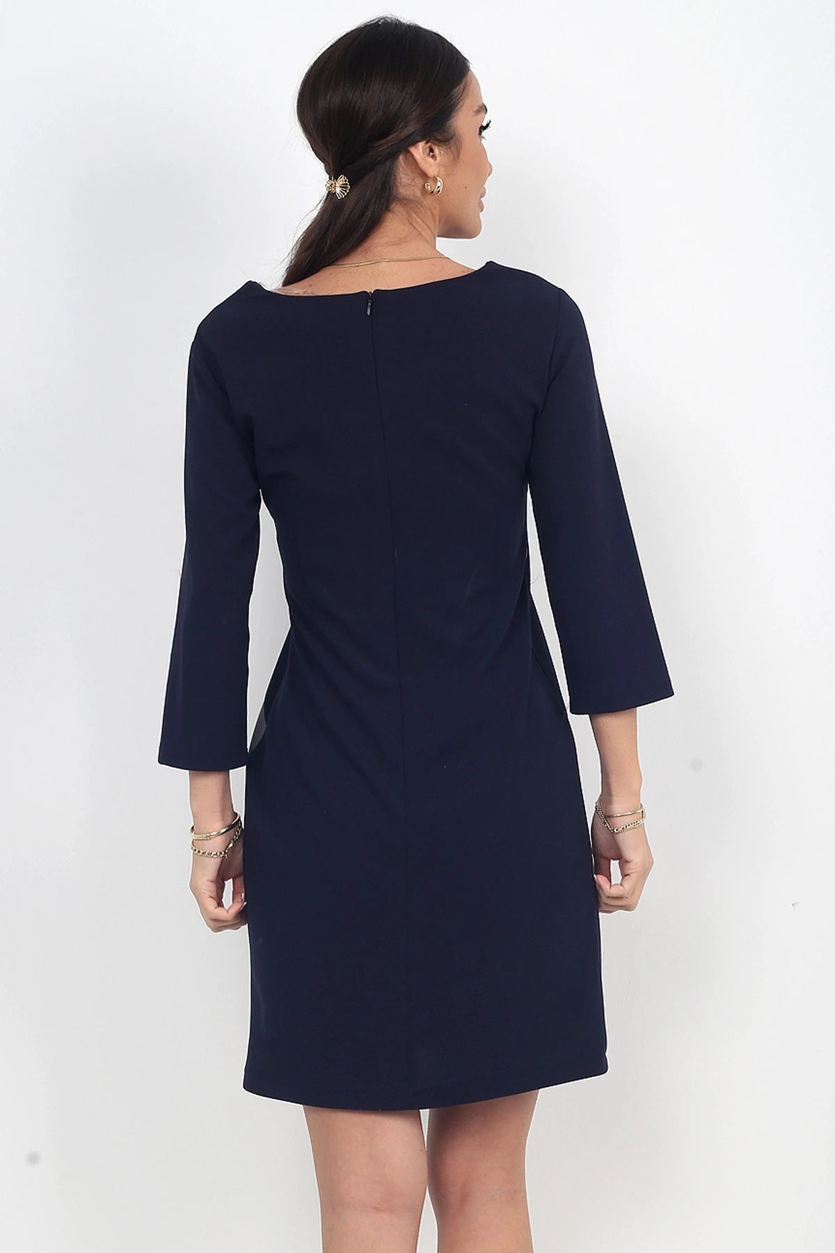 Image of Rochie scurtă din crep cu model geometric și căptușire pentru femei