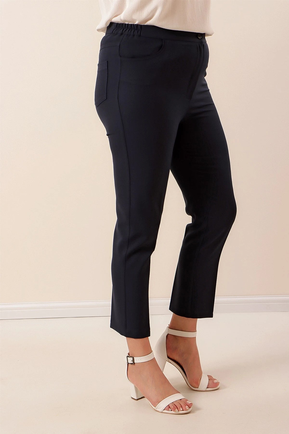 Image of Plus Size Pants with Elastic Waistband and Stretch Fabric