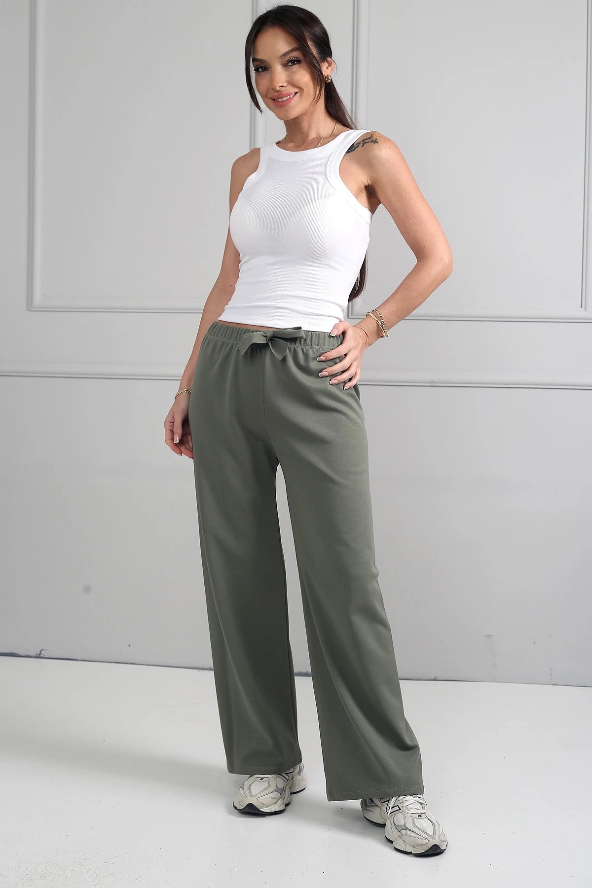 Image of Women's Elastic Waist Palazzo Pants