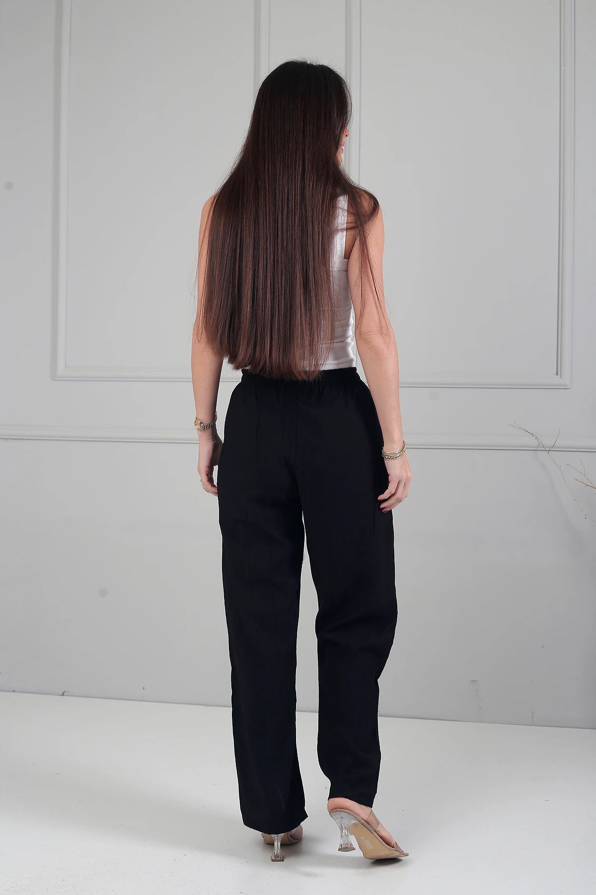 Image of Women's Elastic Waist Wide Leg Strawberry Patterned Pants with Pockets