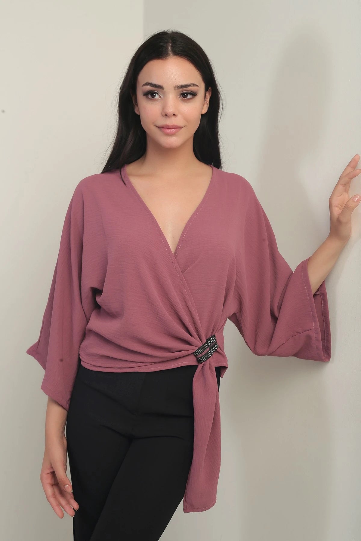 Image of Women's Wrap Neck Short Ayrobin Blouse