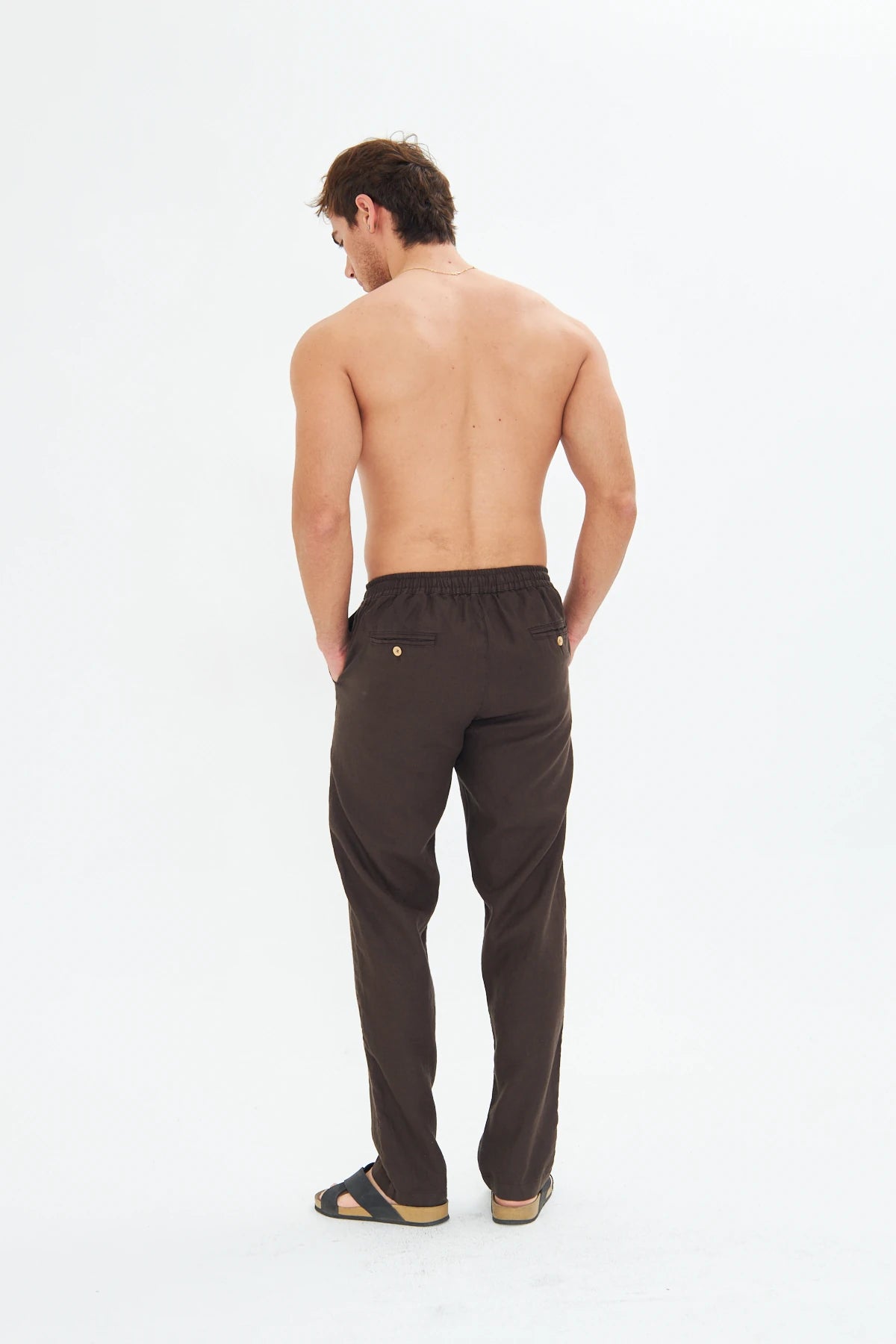 Image of Men's Linen Trousers, Brown