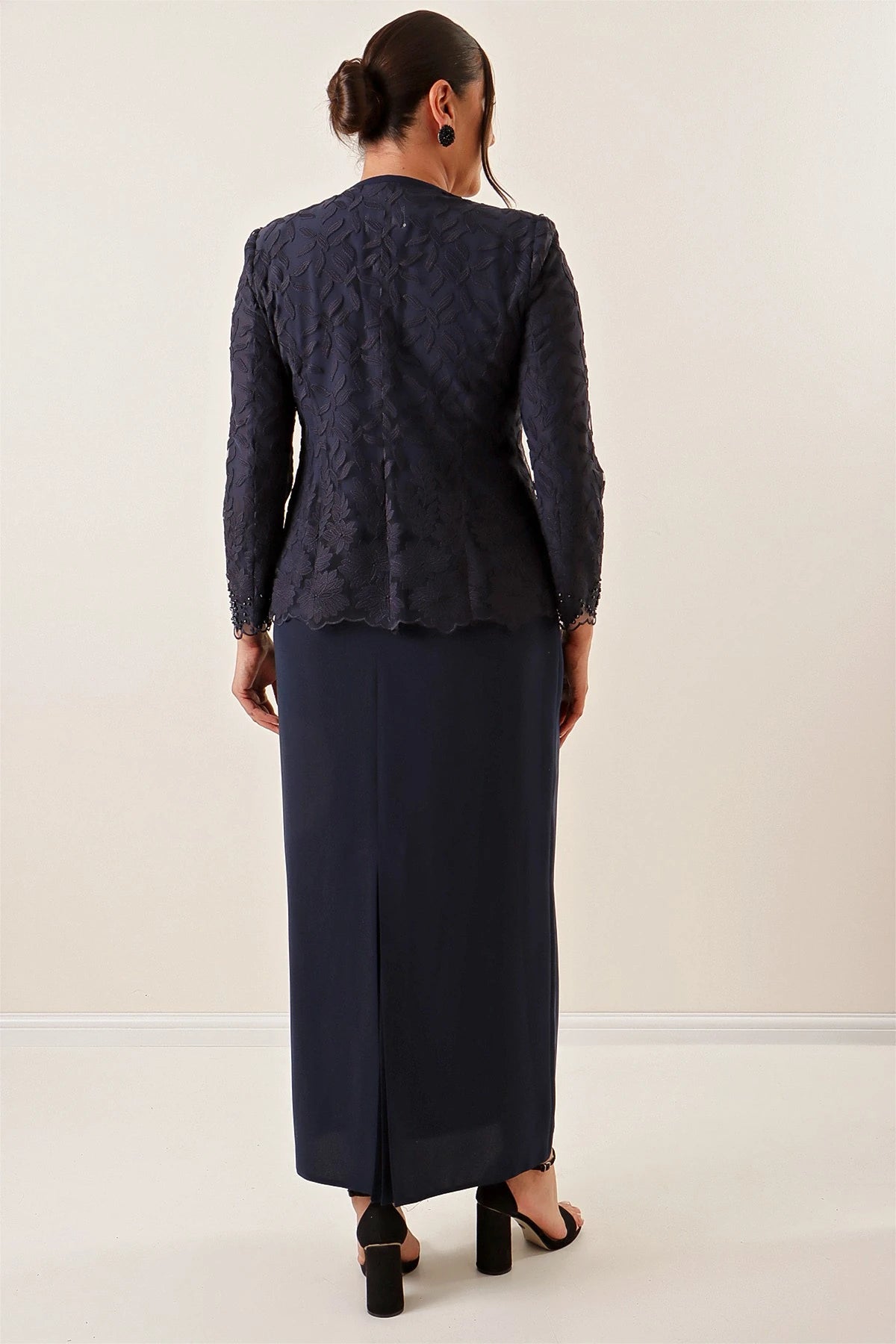 Image of Beaded and Lace Lined Dress and Jacket Set, Plus Size, Two-Piece