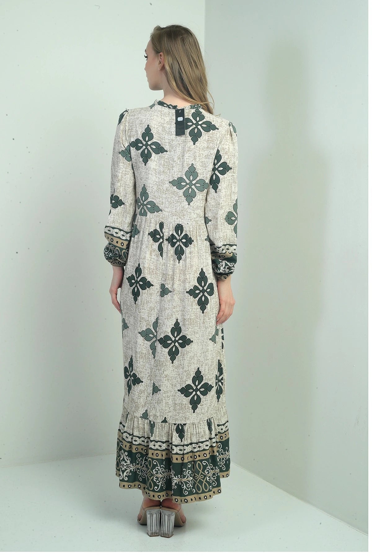 Image of Rochie lungă hijab pentru femei cu model și decolteu etnic