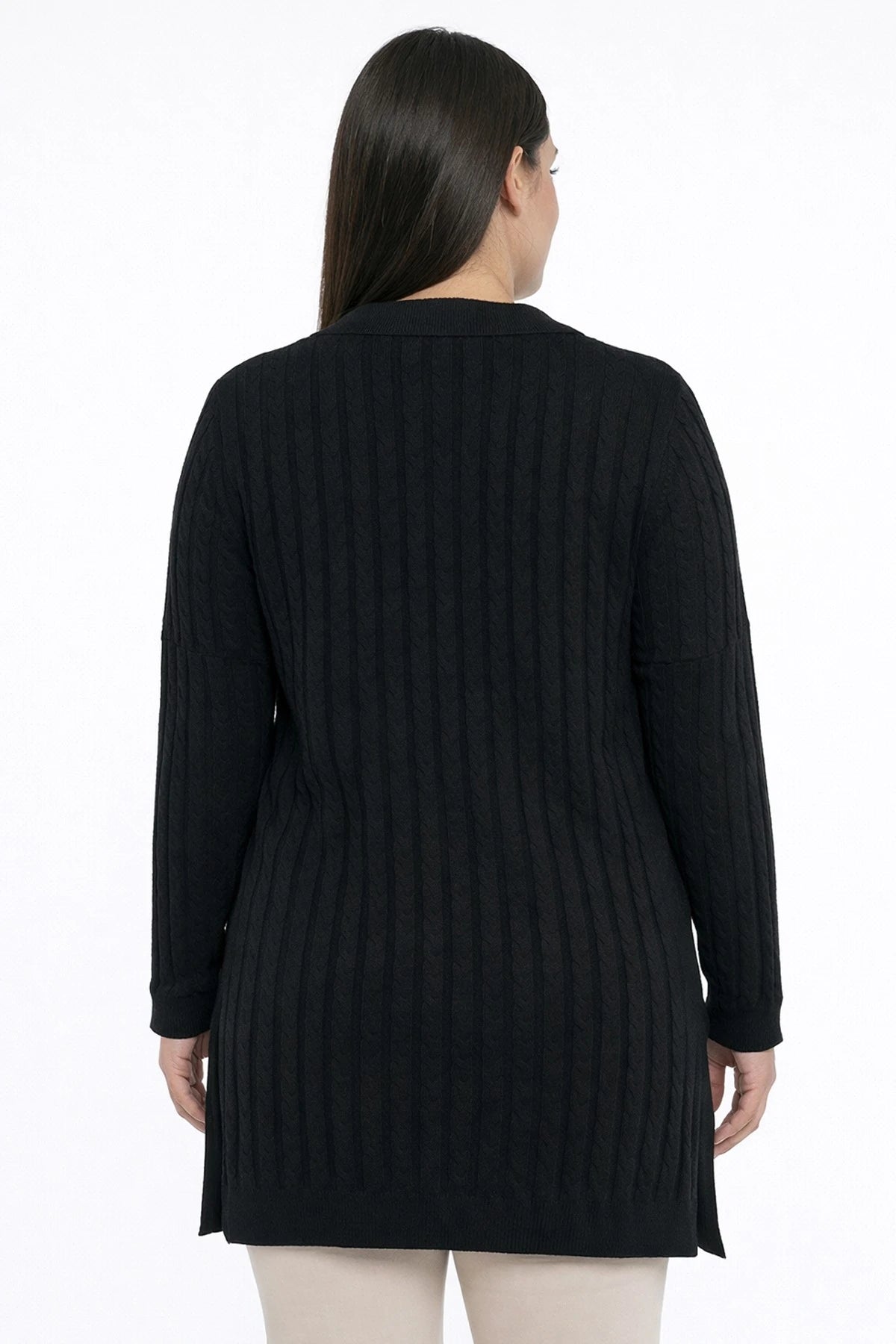 Image of Women's Cable Knit Mercerized Lycra Plus Size Cardigan