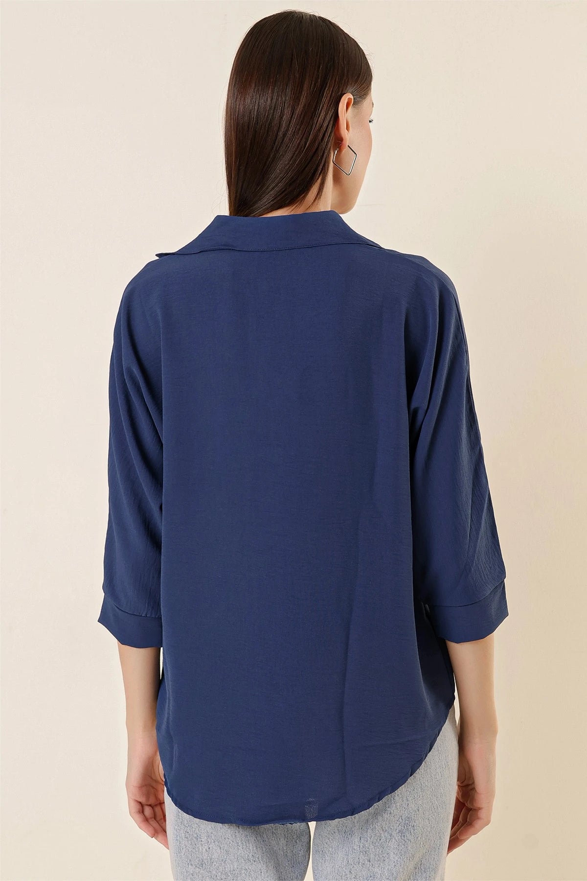 Image of Polo Neck Three Quarter Sleeve Ayrobin Blouse