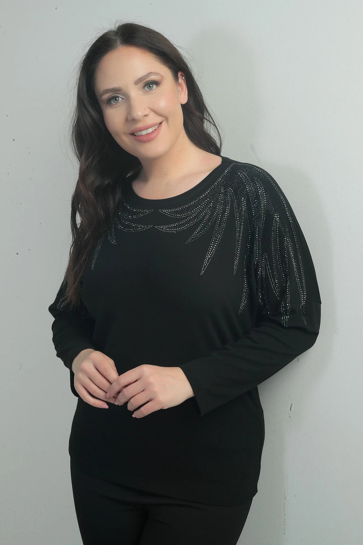 Image of Women's Embellished Wing Model Lycra Strawberry Plus Size Blouse