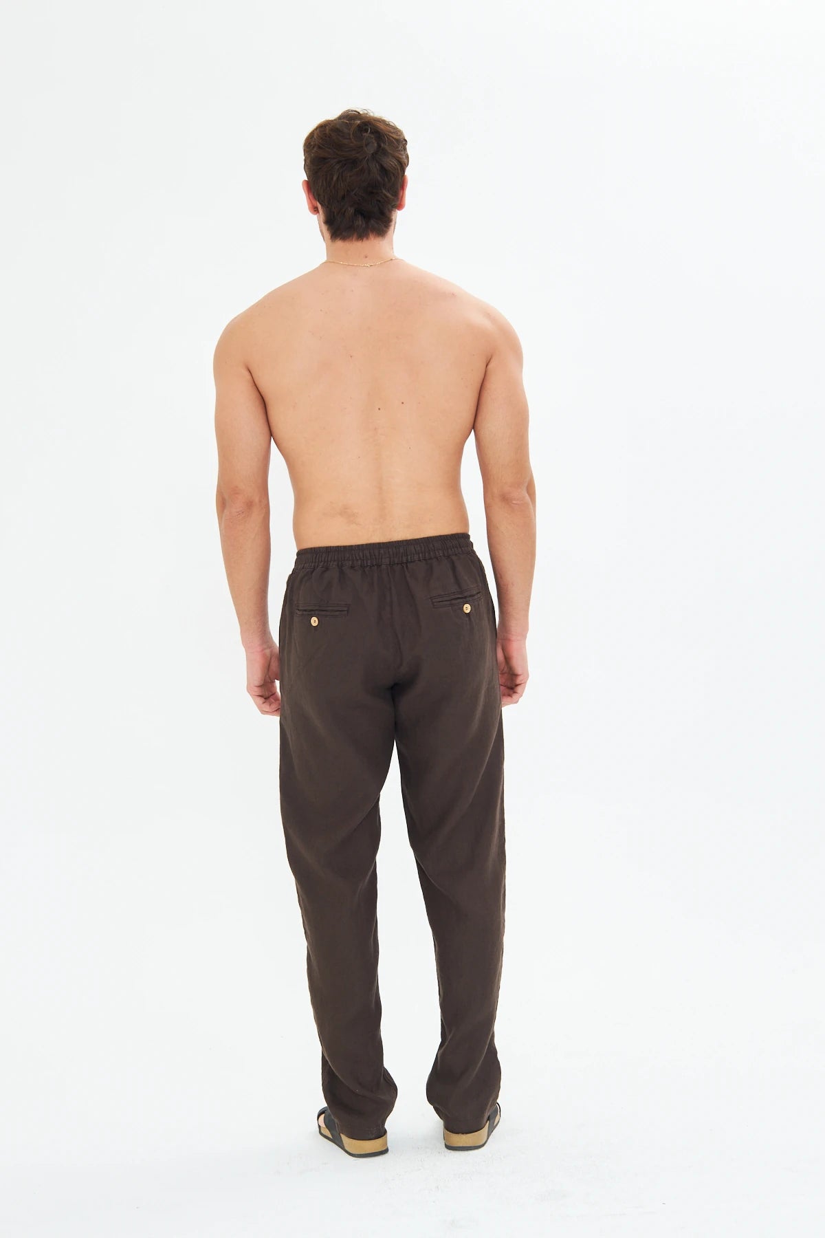Image of Men's Linen Trousers, Brown