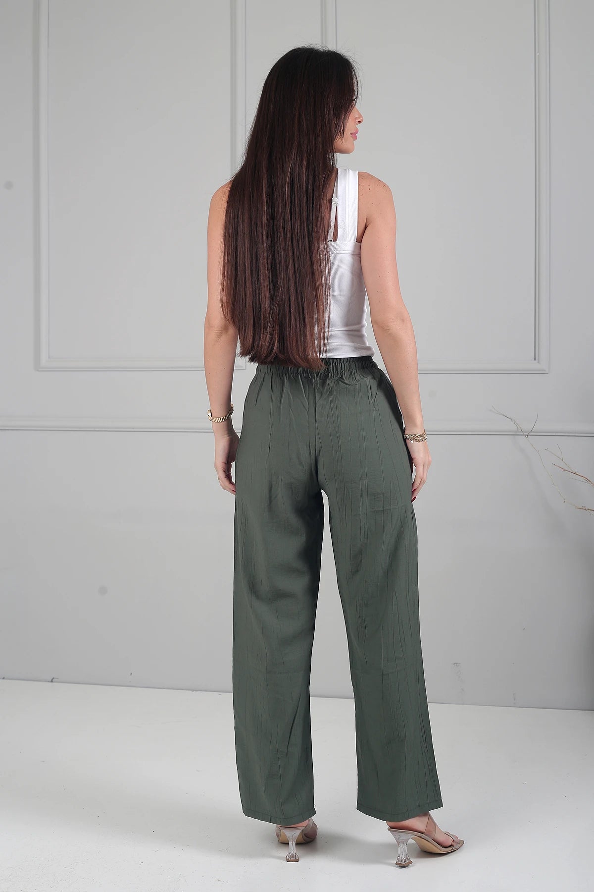 Image of Women's Elastic Waist Wide Leg Strawberry Patterned Pants with Pockets