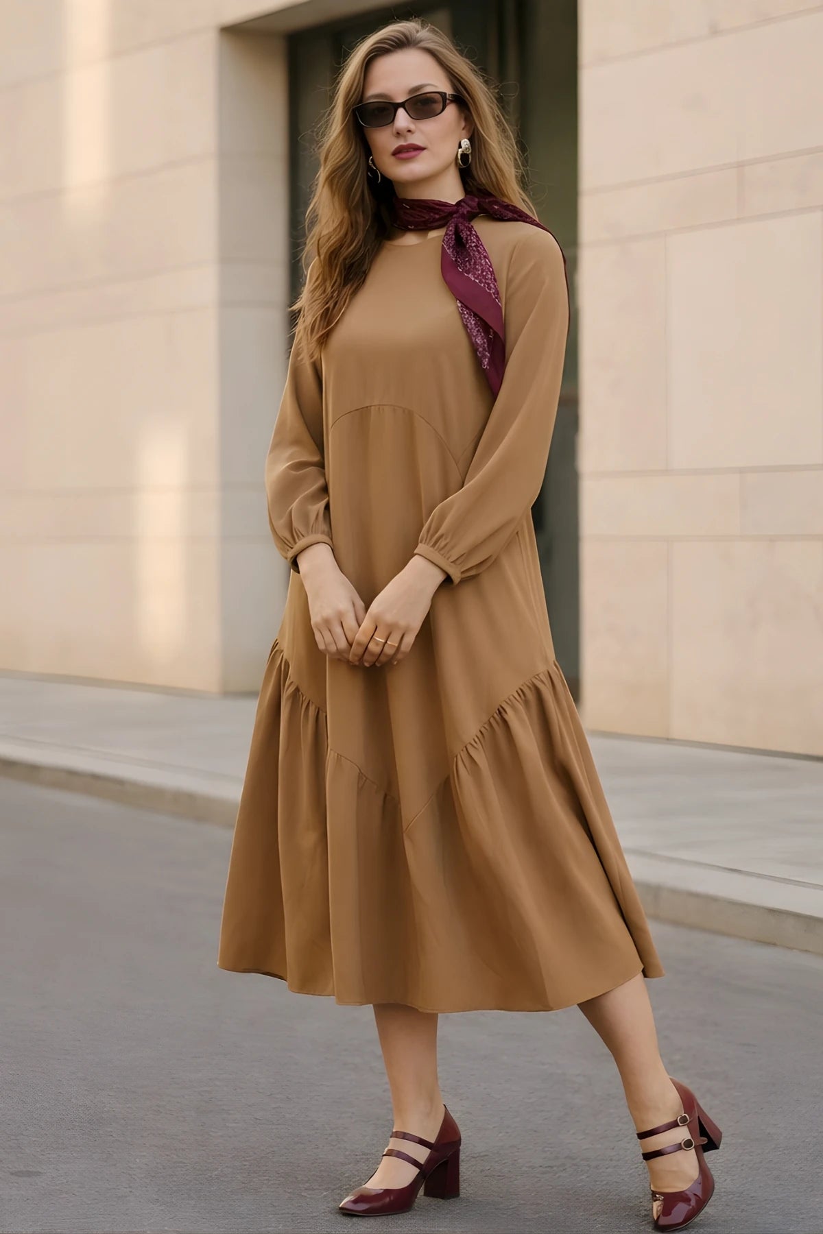 Image of Rochie midi Iocell cu croială lejeră și buzunare pentru femei