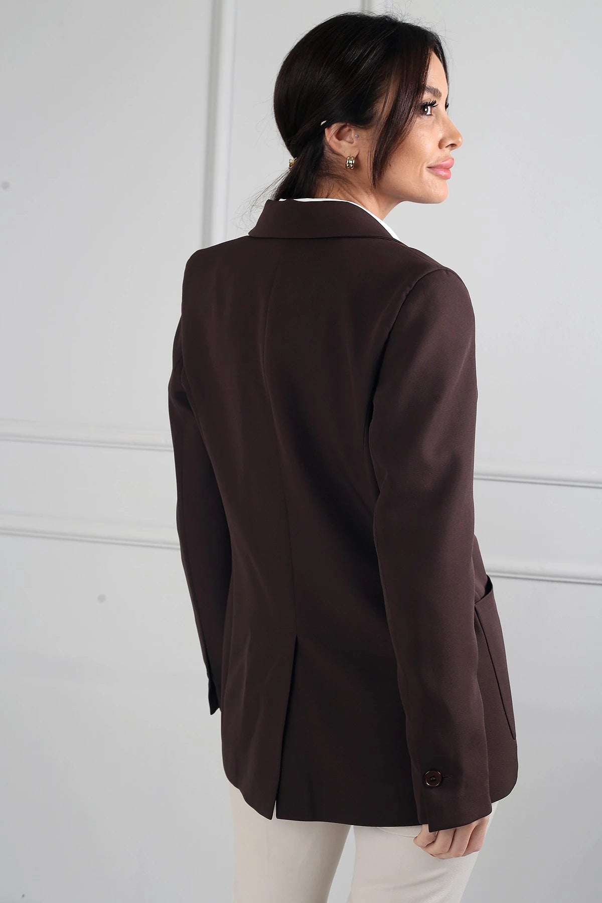 Image of Women's Double-Breasted Lined Jacket with Pockets