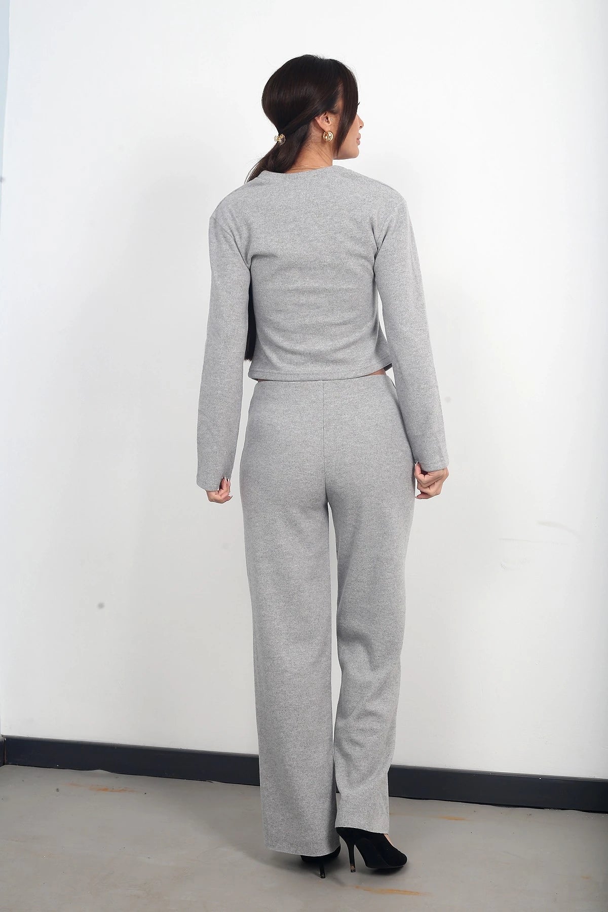 Image of Women's Button-Front Jacket, Chimeli Palazzo Trousers, Thessaloniki Style Two-Piece Set