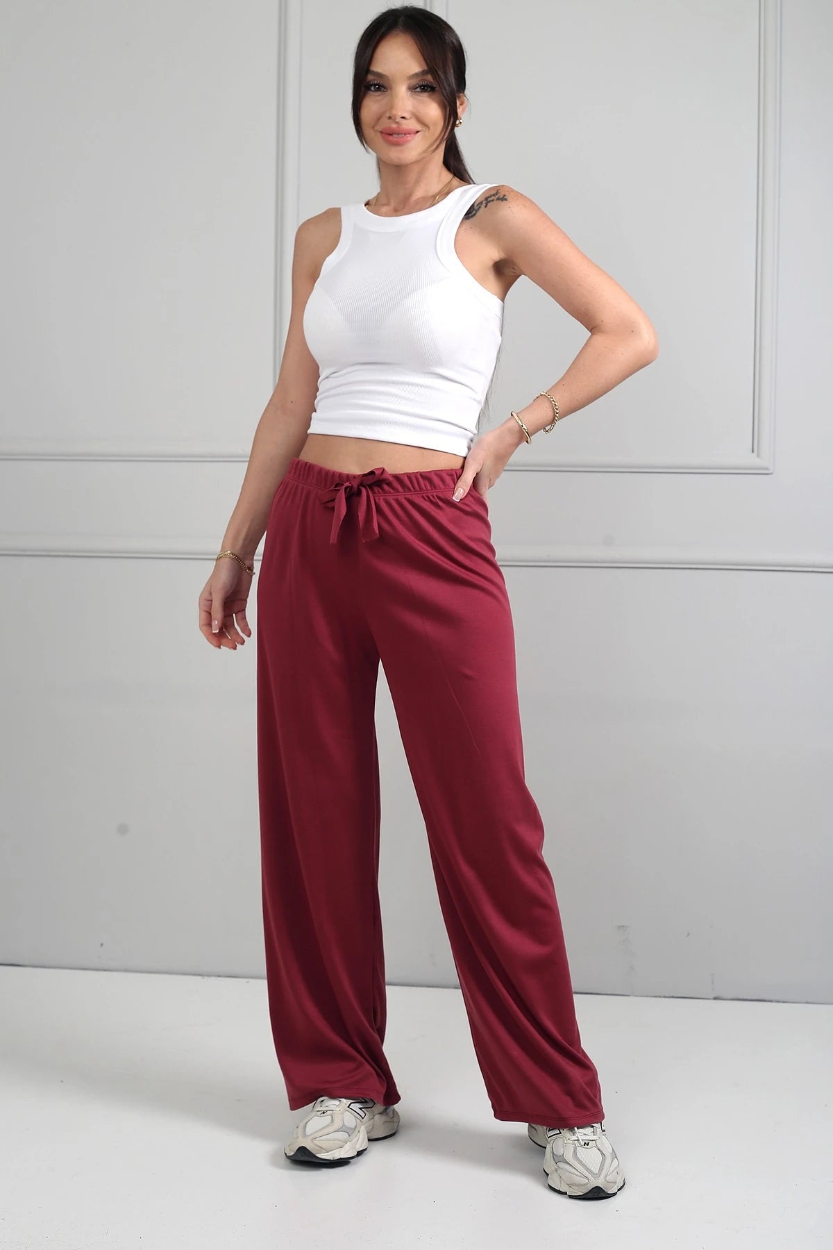 Image of Women's Elastic Waist Palazzo Pants