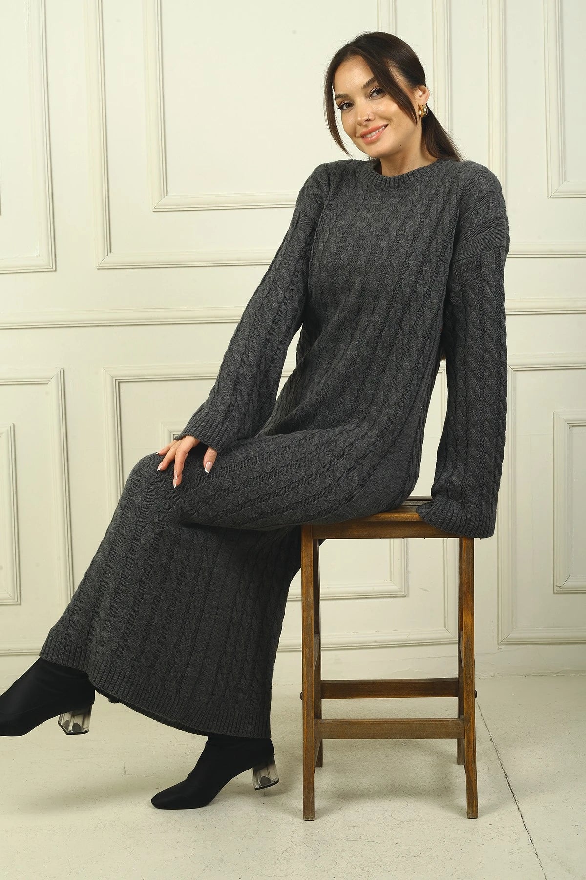 Image of Women's Braided Relaxed Fit Acrylic Long Dress