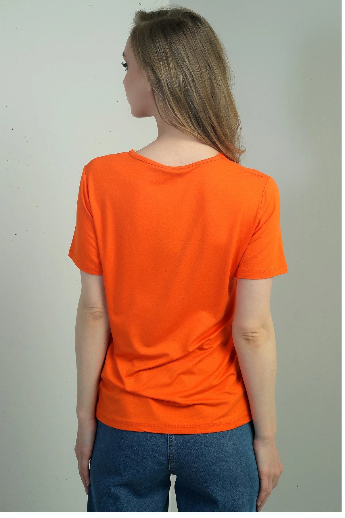 Image of Women's V-Neck Short-Sleeve Blouse with Slit
