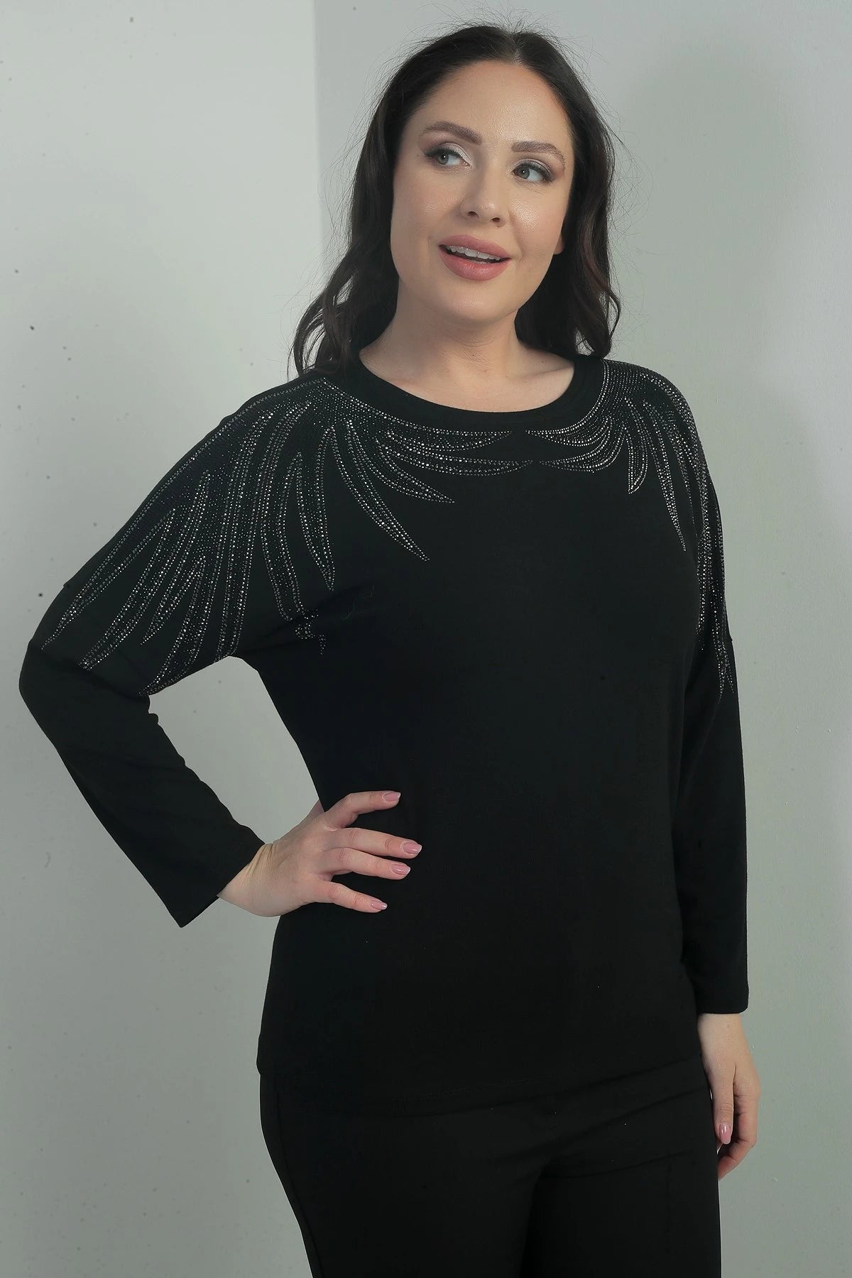 Image of Women's Embellished Wing Model Lycra Strawberry Plus Size Blouse