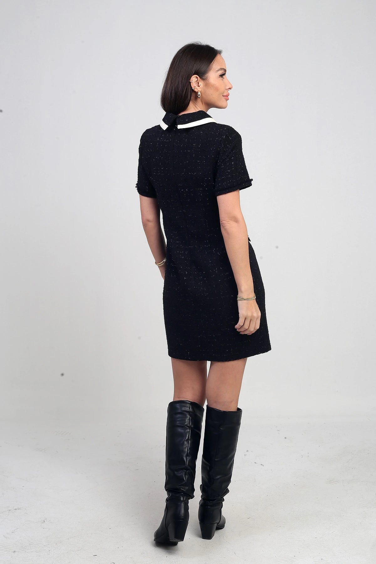 Image of Kadın Biye Garnili Kısa Şanel Elbise