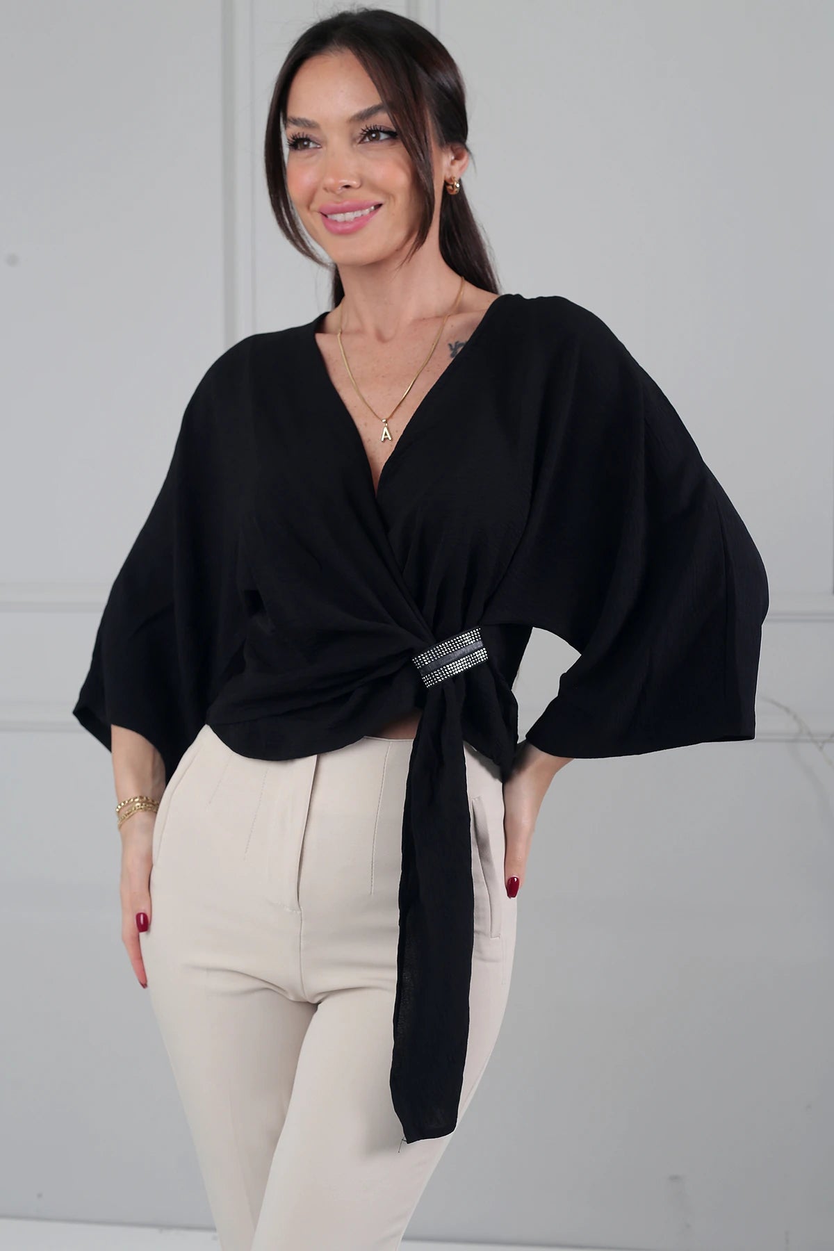 Image of Women's Wrap Neck Short Ayrobin Blouse