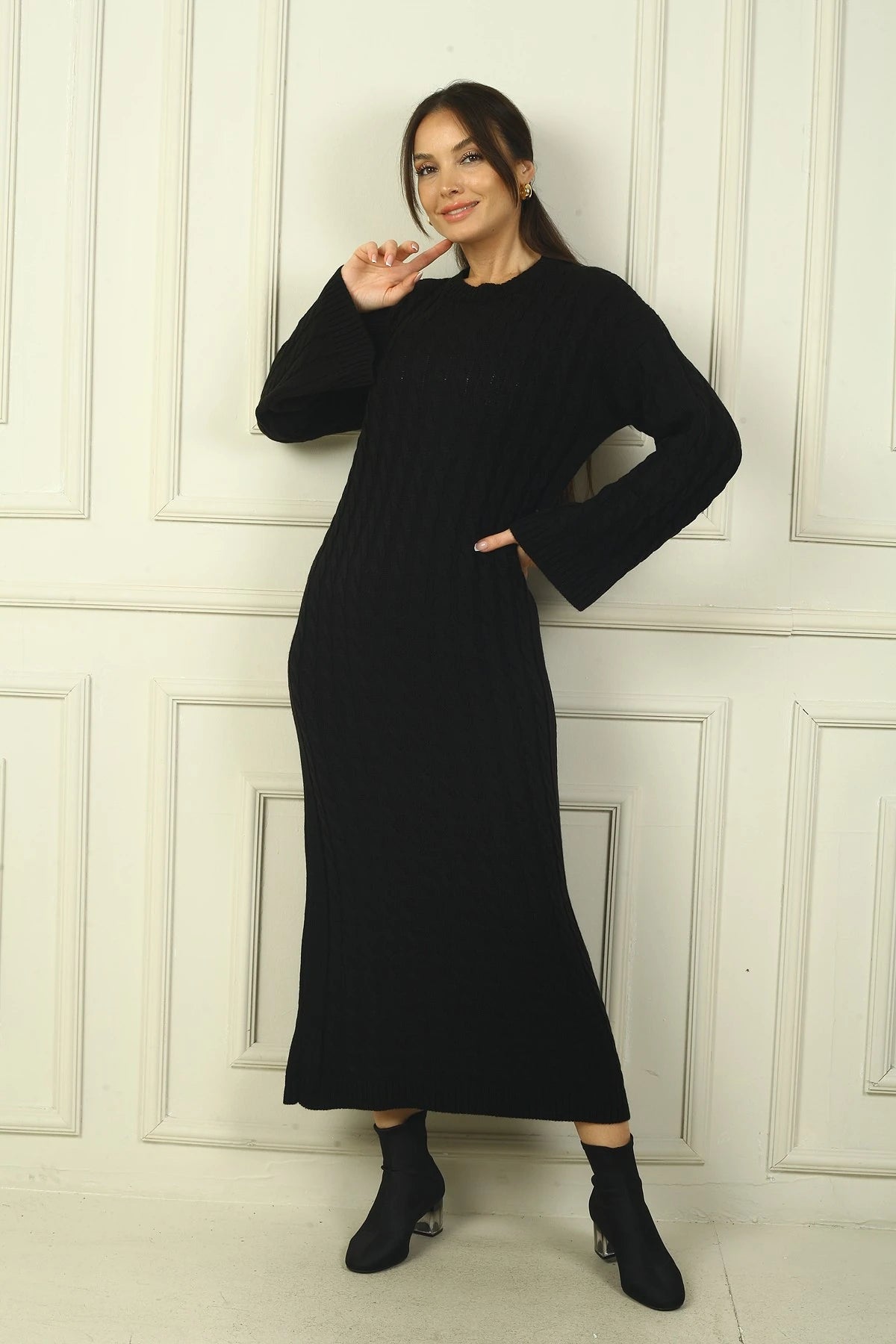 Image of Women's Braided Relaxed Fit Acrylic Long Dress