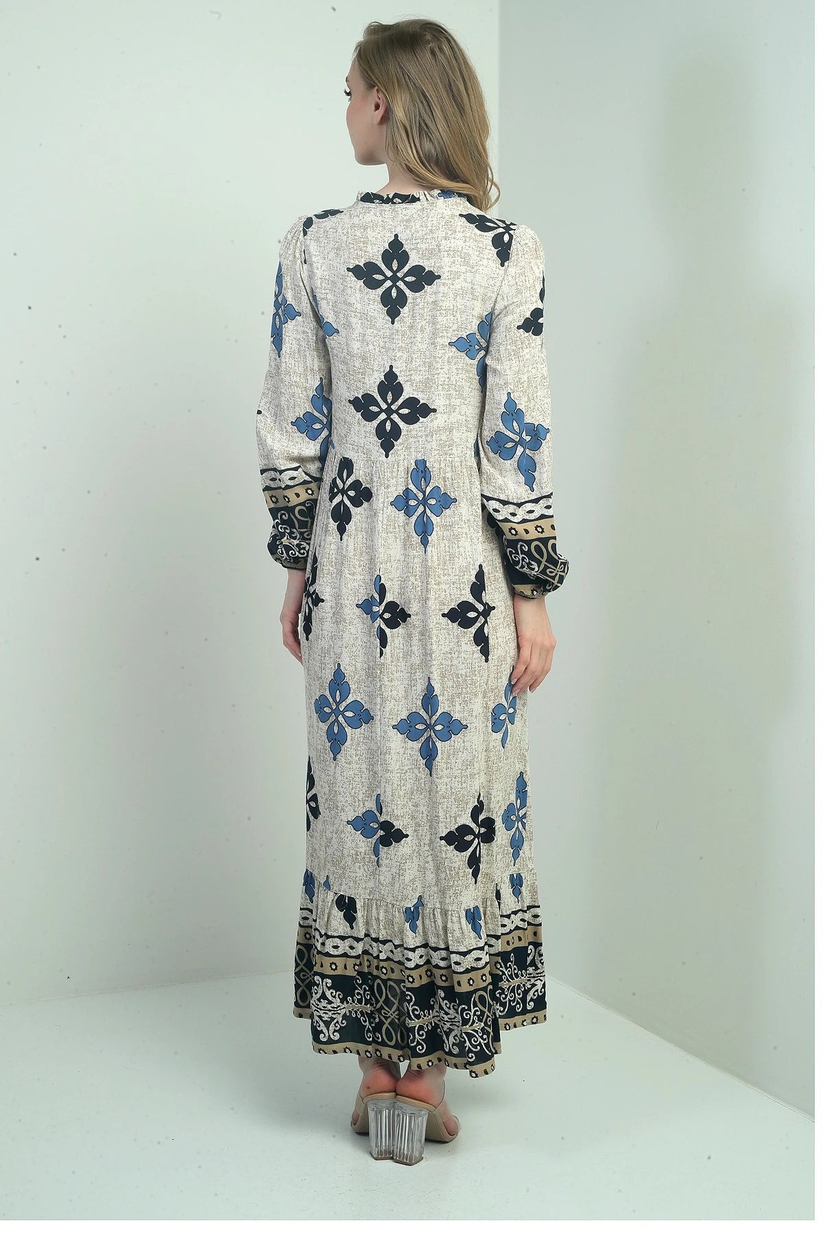 Image of Rochie lungă hijab pentru femei cu model și decolteu etnic