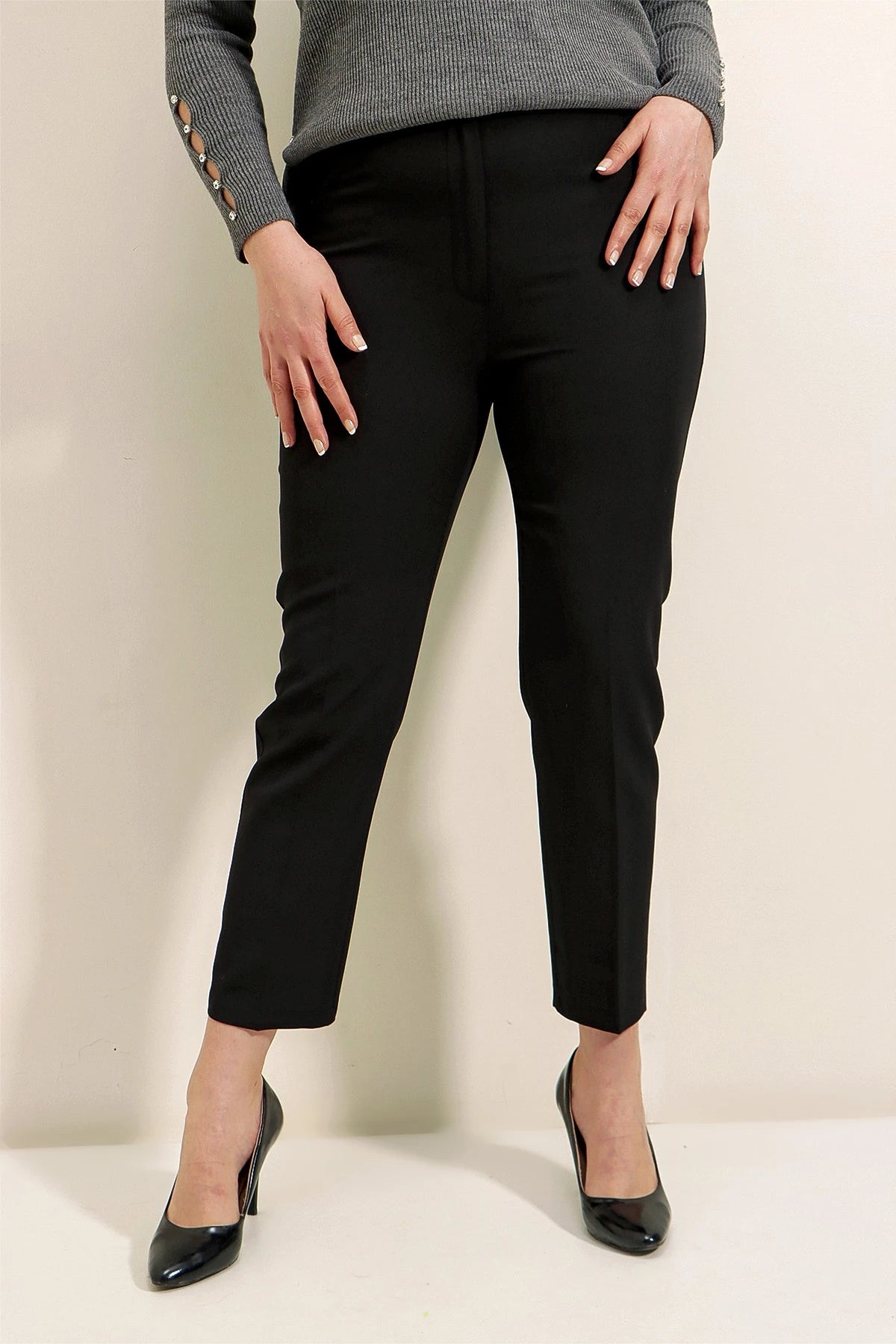 Image of Plus Size Pants with Elastic Waistband and Stretch Fabric