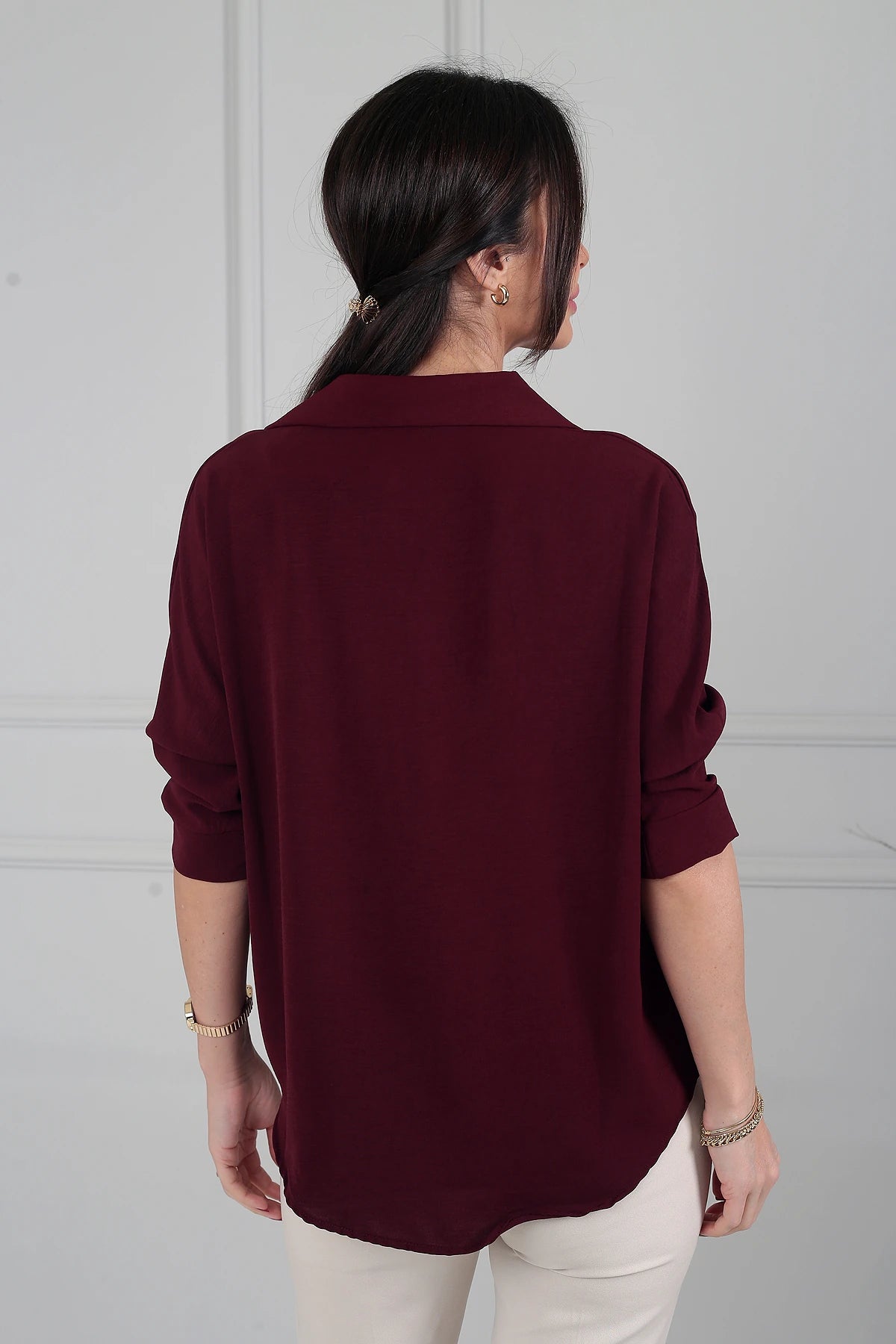 Image of Polo Neck Three Quarter Sleeve Ayrobin Blouse