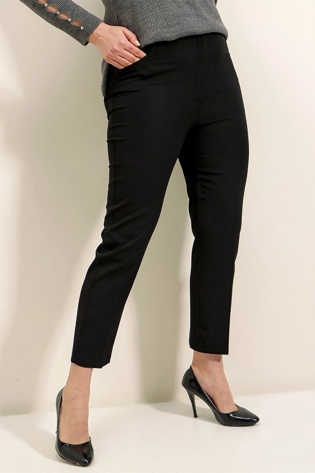 Image of Plus Size Pants with Elastic Waistband and Stretch Fabric
