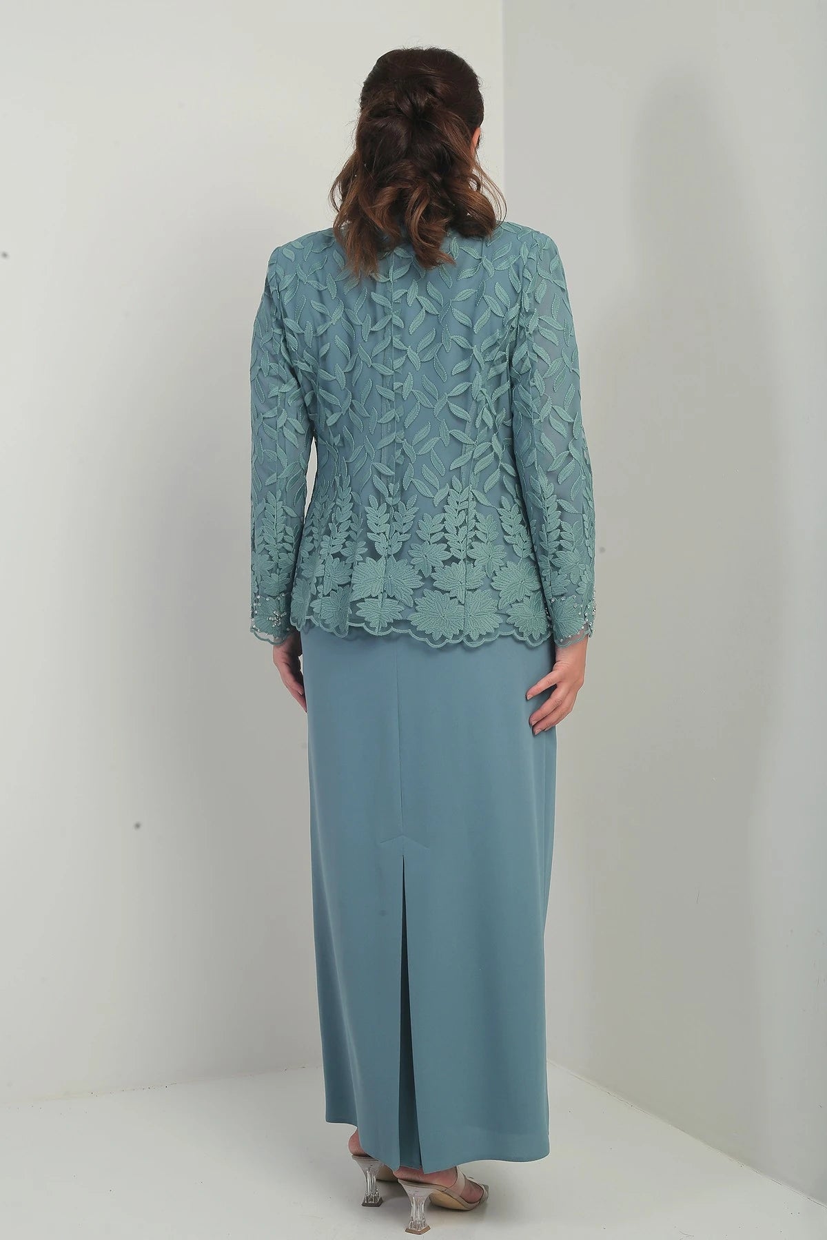 Image of Beaded and Lace Lined Dress and Jacket Set, Plus Size, Two-Piece