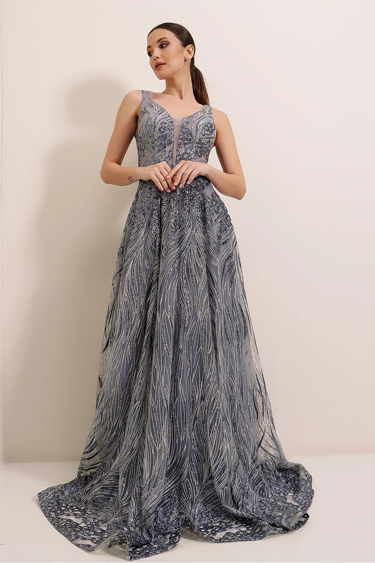 Image of Glittery Ghost Tulle Princess Gown