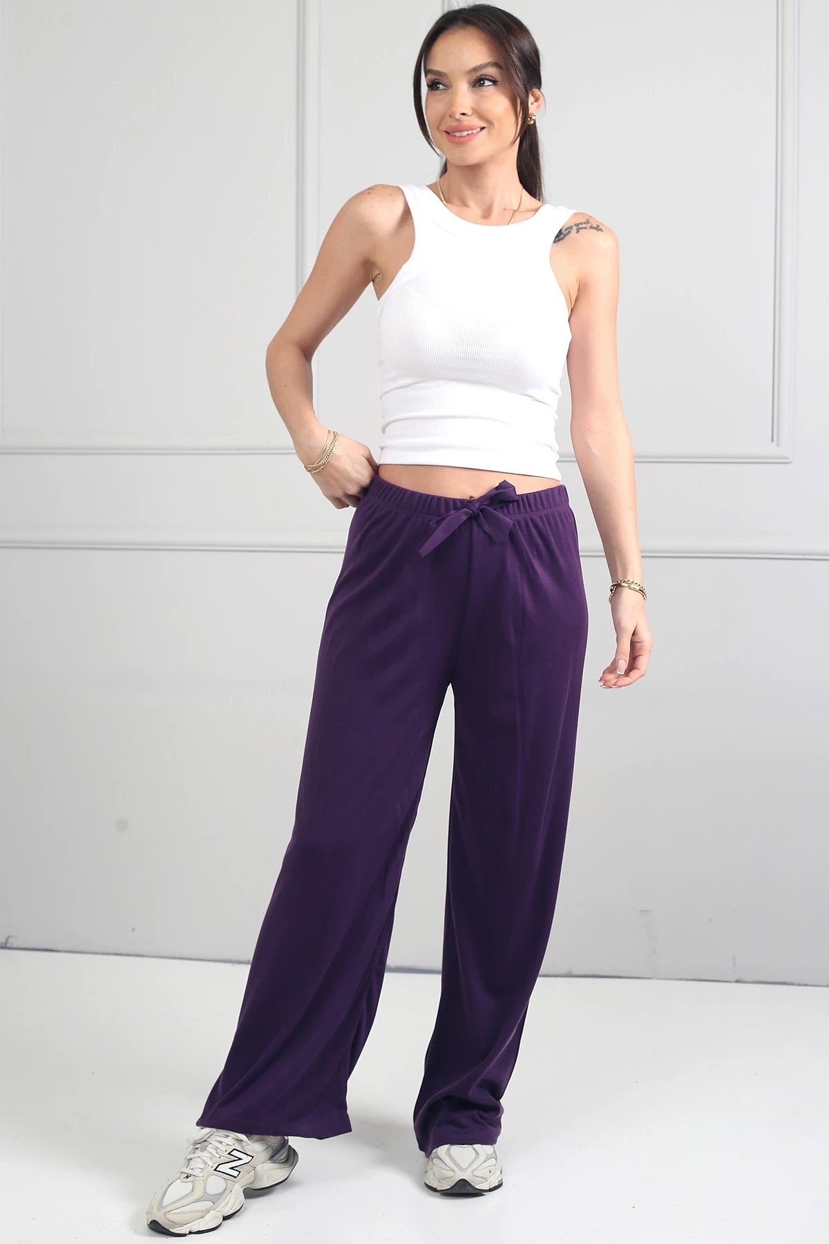 Image of Women's Elastic Waist Palazzo Pants
