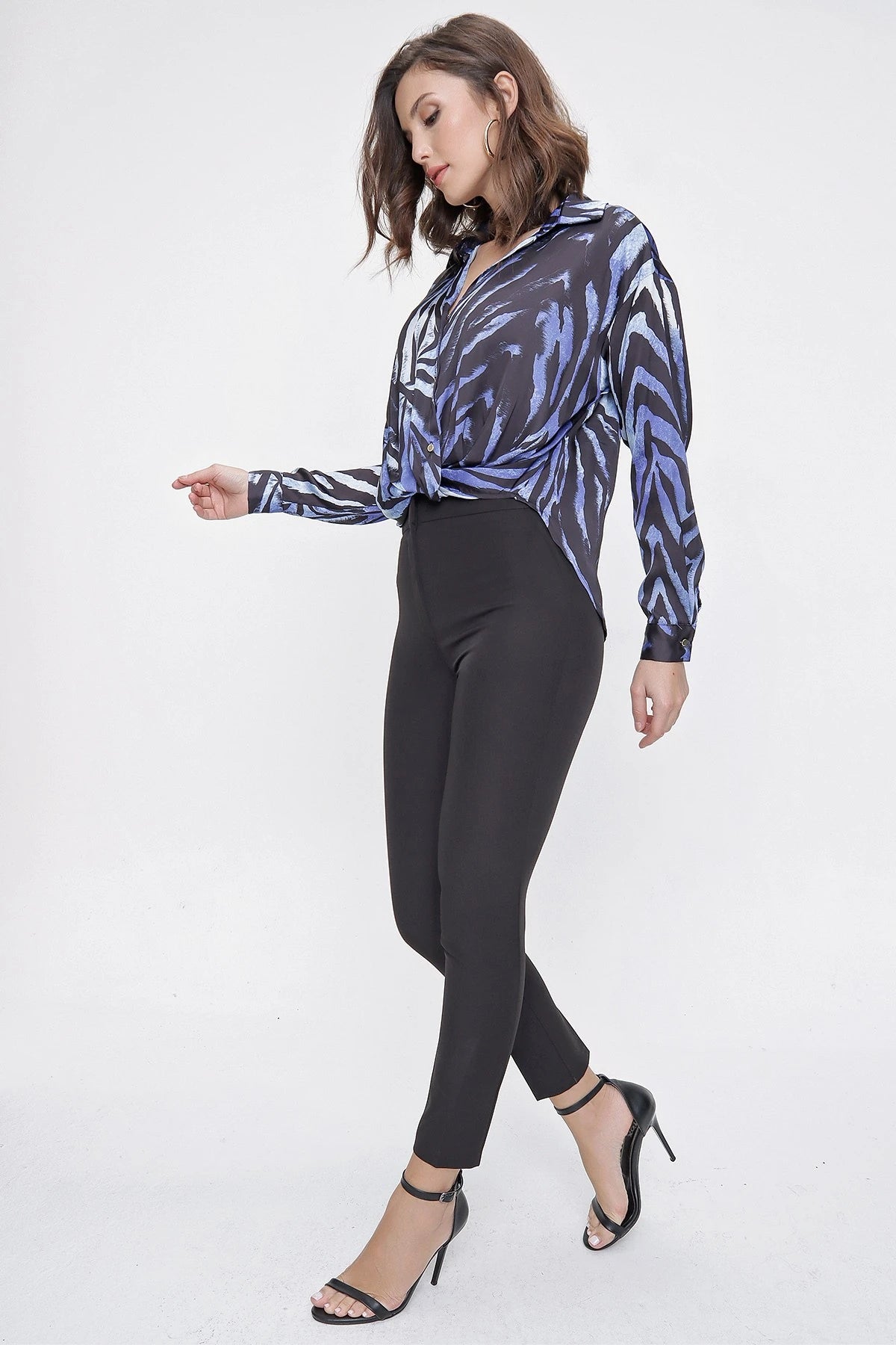 Image of Pantaloni din Lycra cu talie înaltă, croială slim