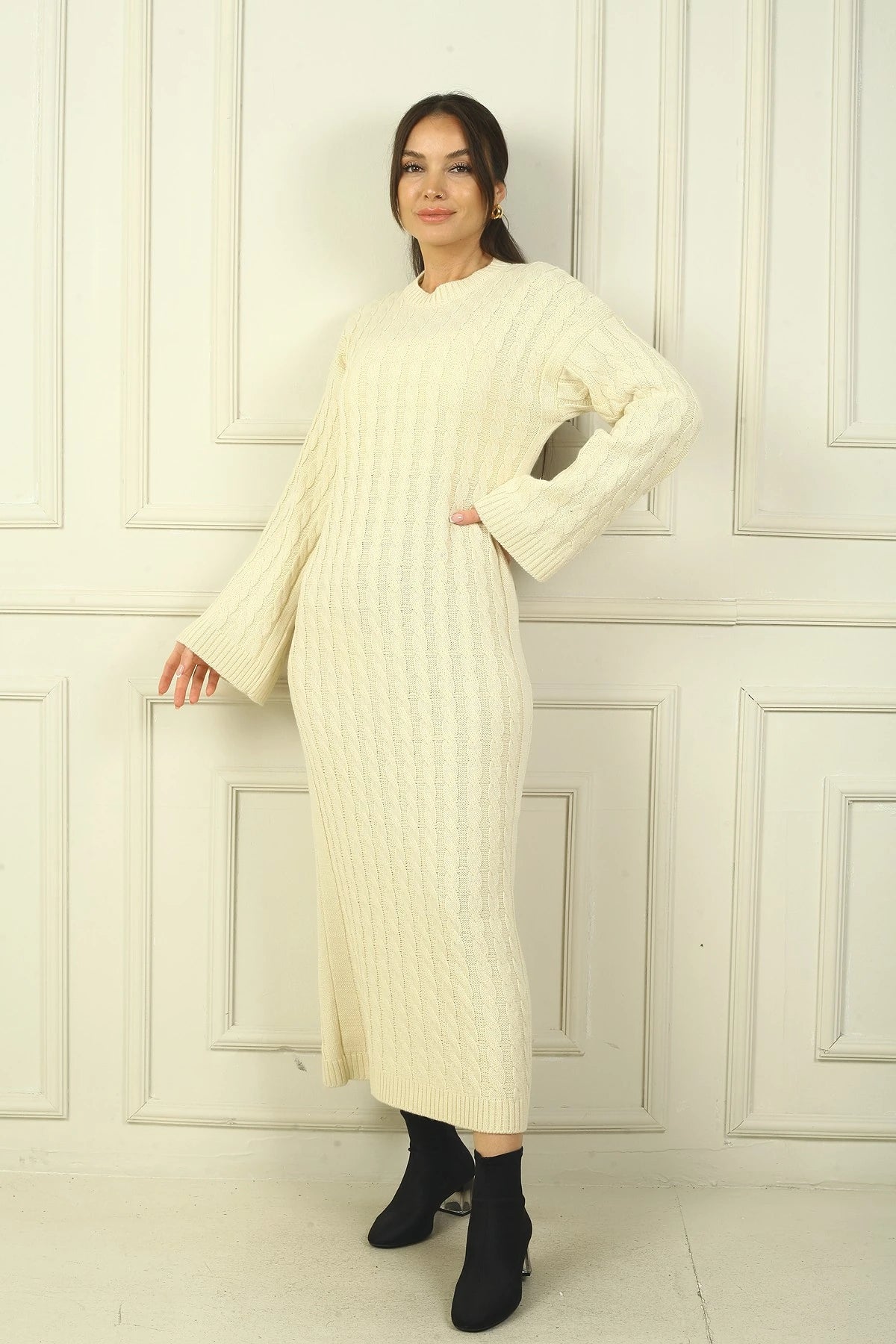 Image of Women's Braided Relaxed Fit Acrylic Long Dress