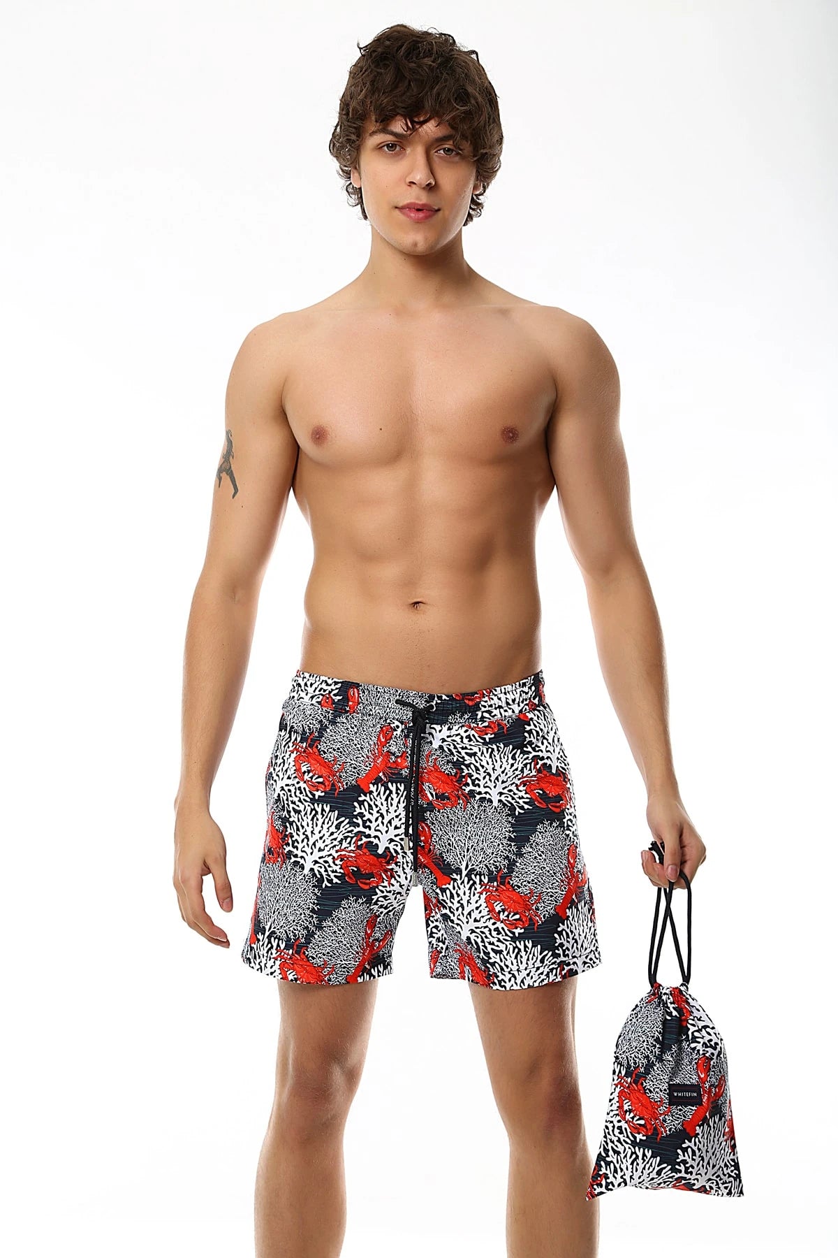 Image of Pantaloni scurți de baie pentru bărbați Red Crab