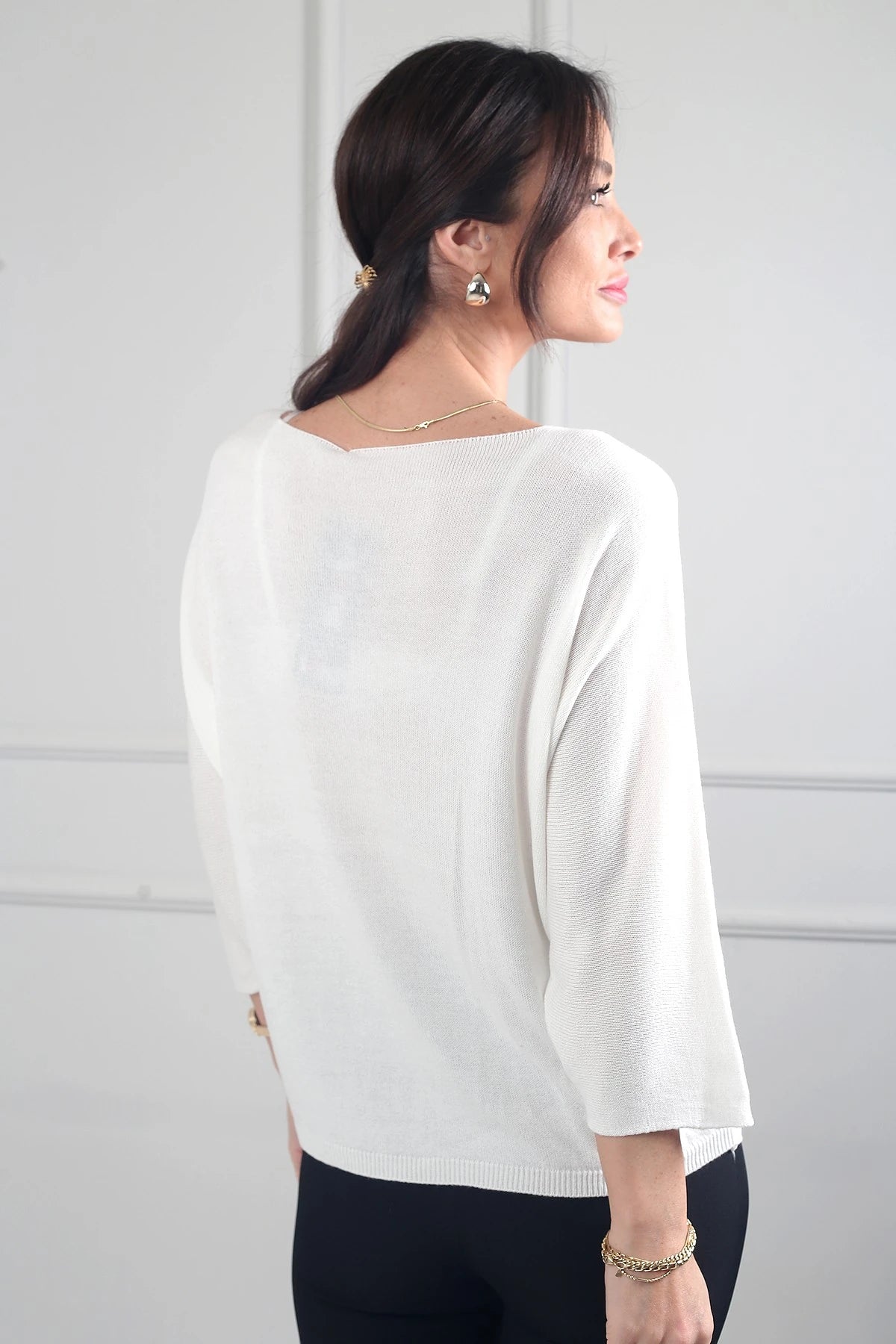 Image of Women's V-Neck Batwing Sleeve Knitted Blouse