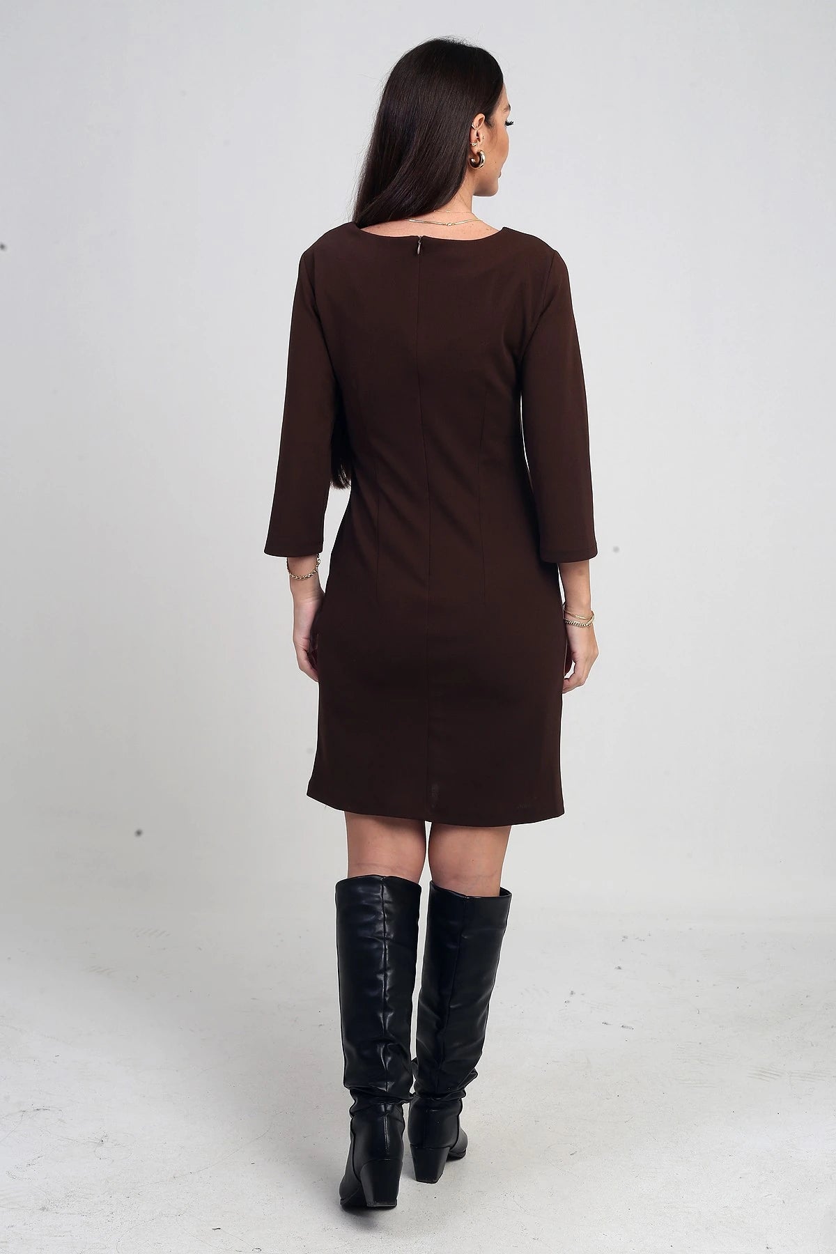 Image of Rochie scurtă din crep cu model geometric și căptușire pentru femei