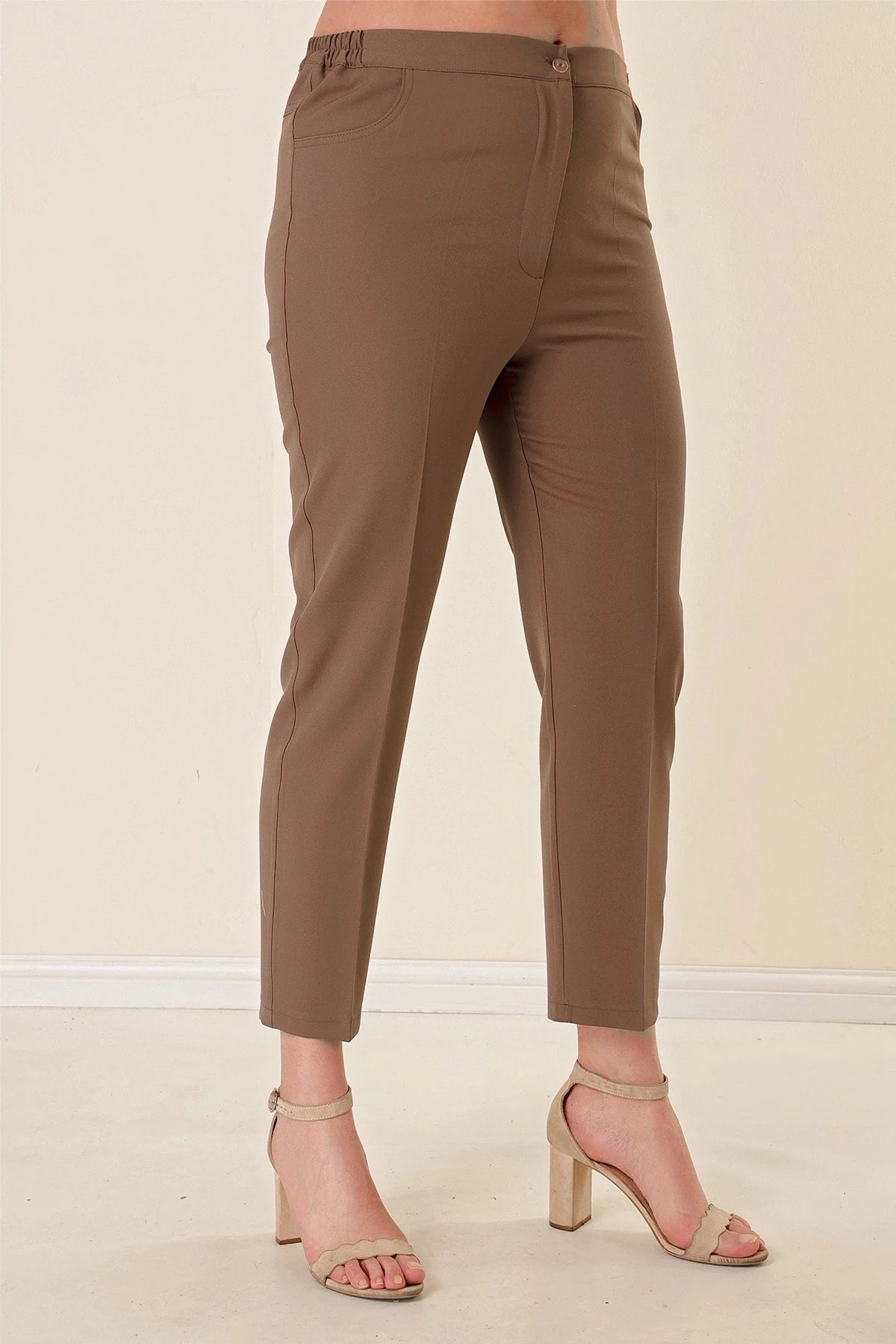 Image of Plus Size Pants with Elastic Waistband and Stretch Fabric
