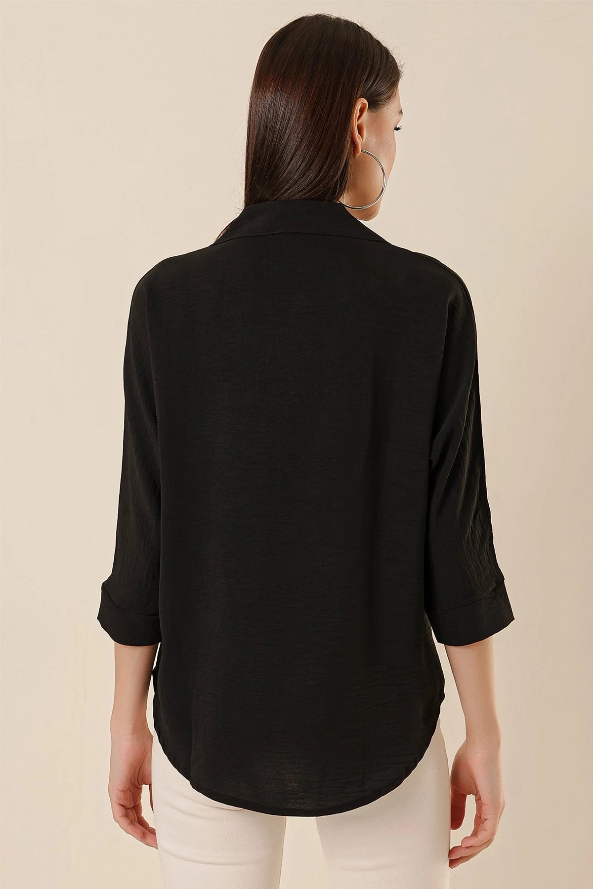 Image of Polo Neck Three Quarter Sleeve Ayrobin Blouse