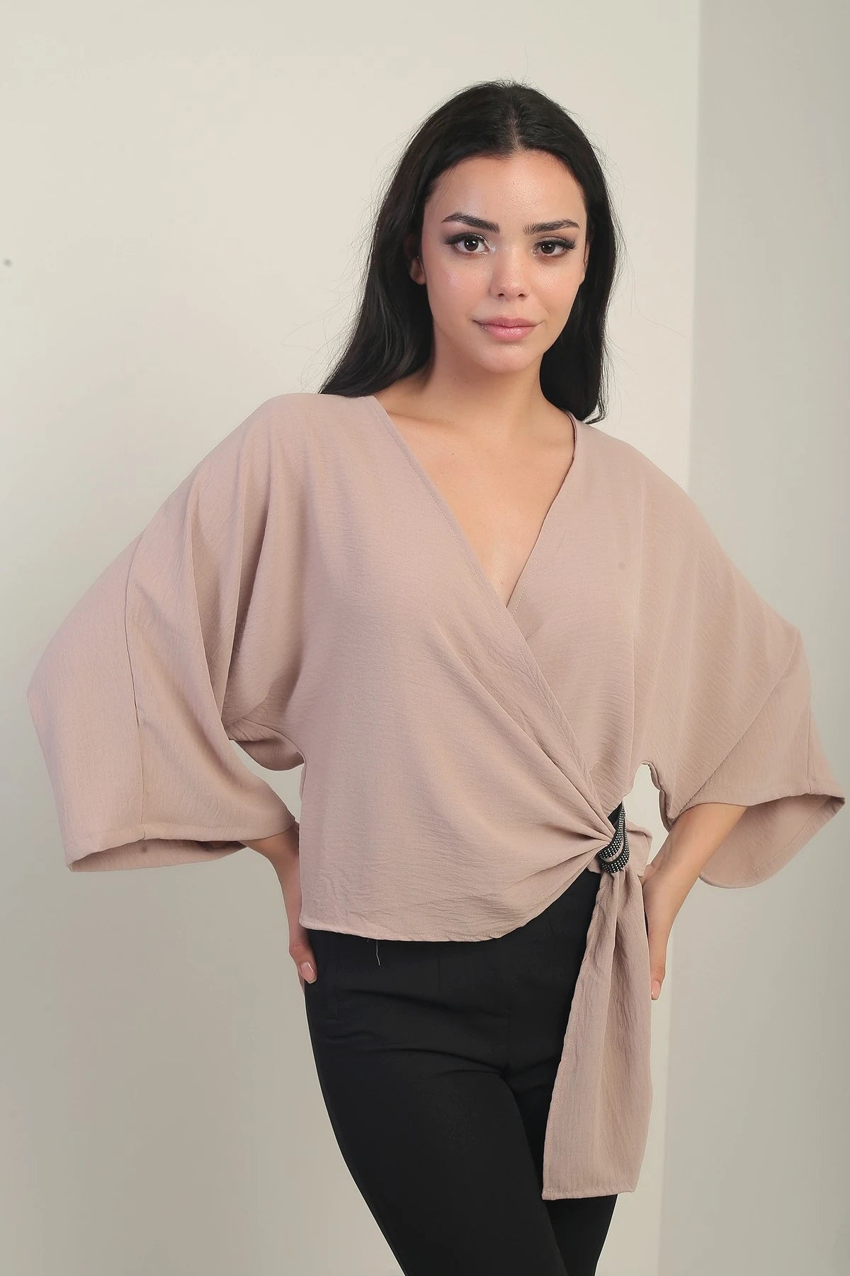 Image of Women's Wrap Neck Short Ayrobin Blouse