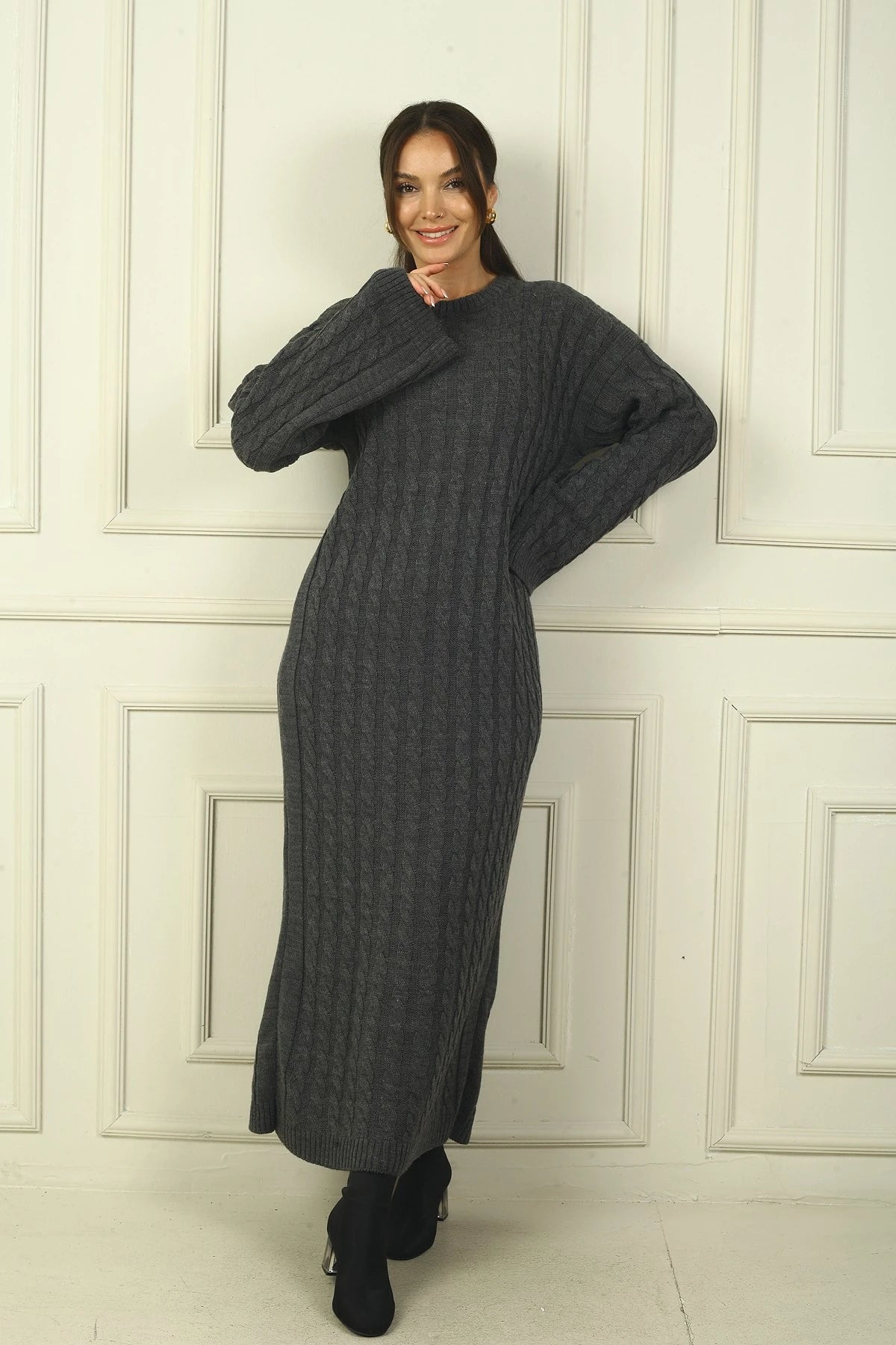 Image of Women's Braided Relaxed Fit Acrylic Long Dress