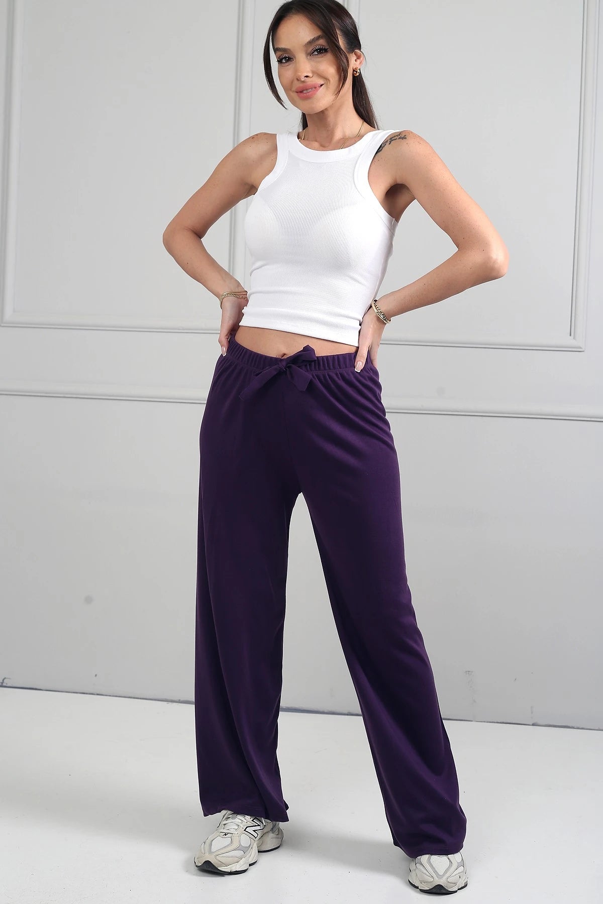 Image of Women's Elastic Waist Palazzo Pants