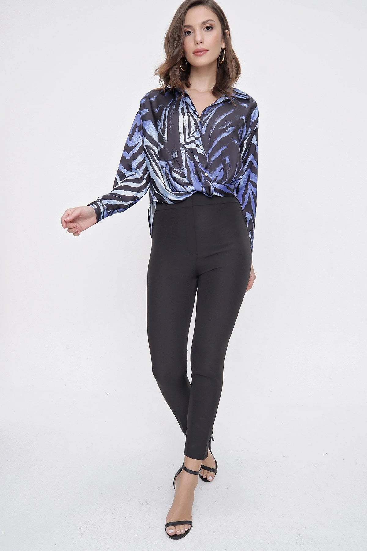 Image of Pantaloni din Lycra cu talie înaltă, croială slim
